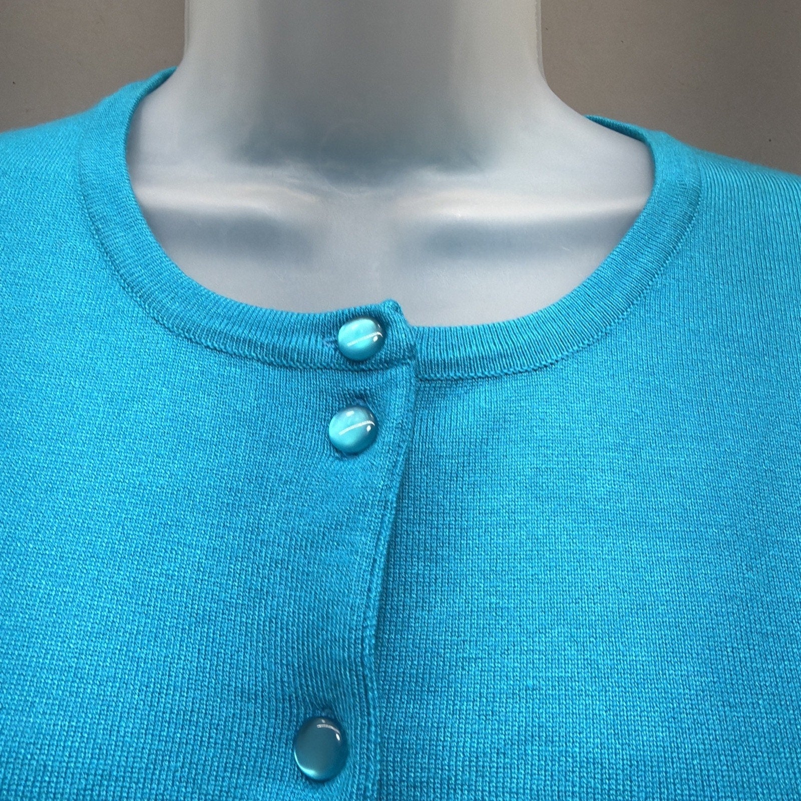 Cable & Gauge Women's Blue Cardigan Knit Sweater Size L Long Sleeve Button-Up