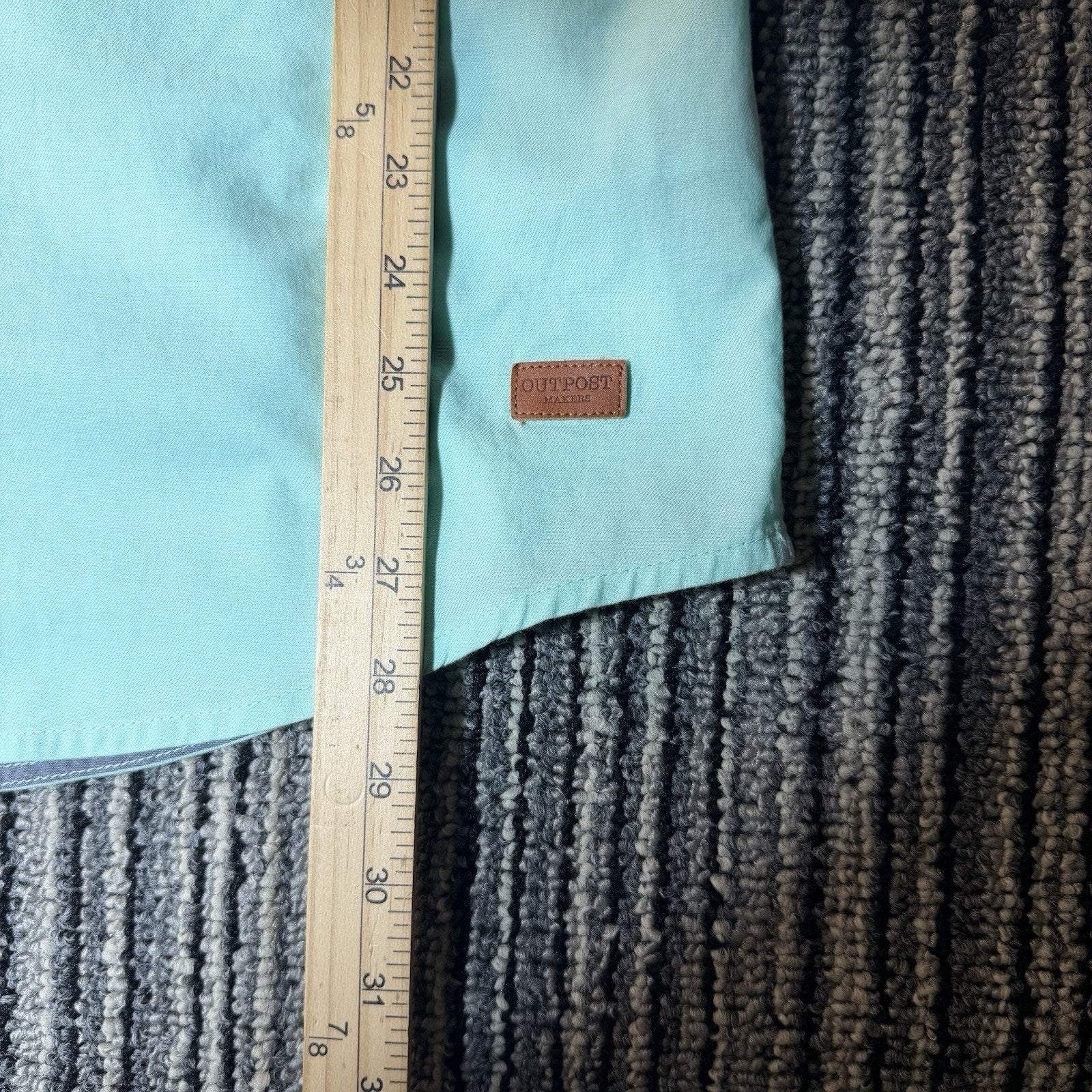Outpost Makers Mens L Mint Green Short Sleeve Button Down Shirt Buckle Casual