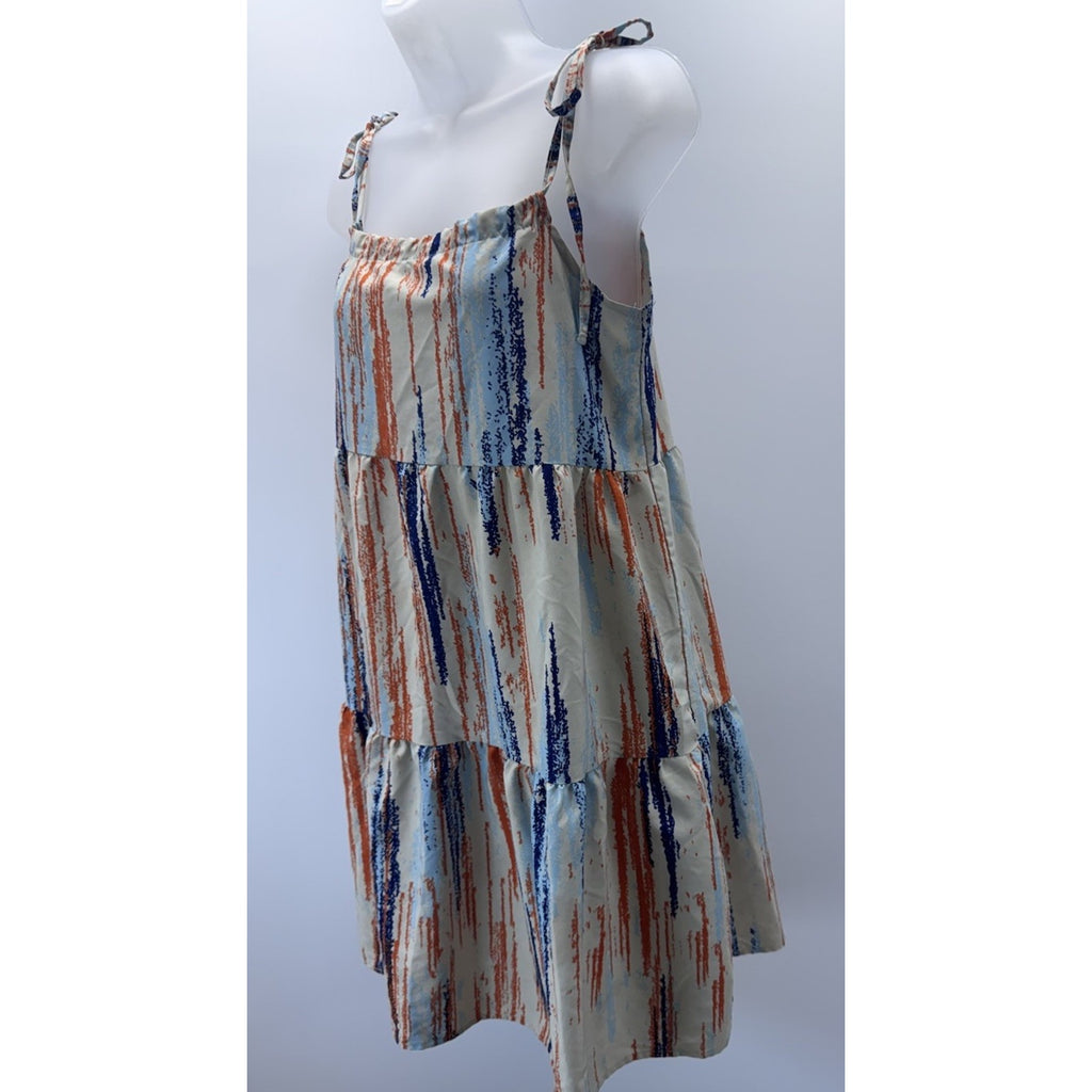 Women Spaghetti Strap Shift Mini Dress Womens Summer Dresses Tie Shoulders OSFM