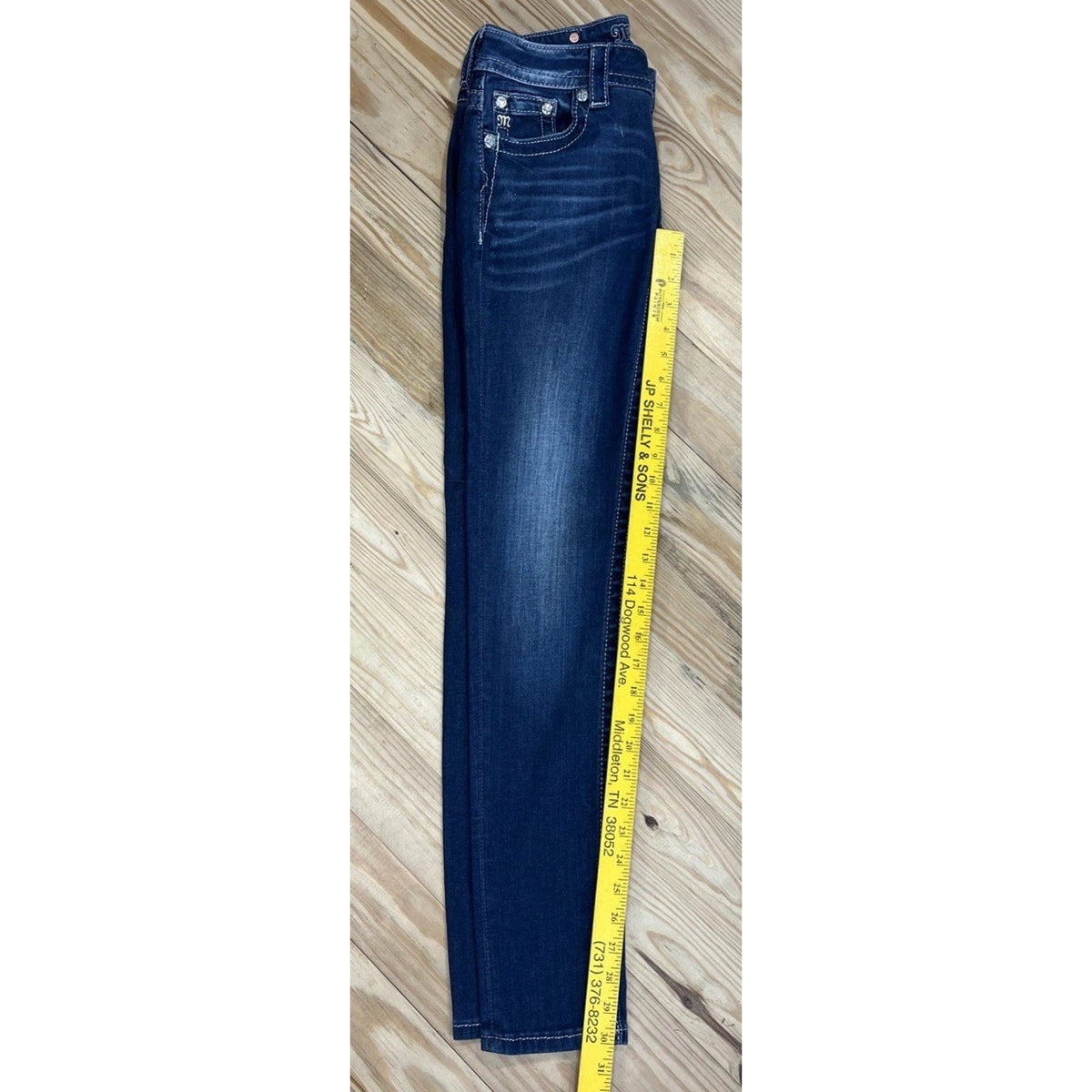 Miss Me Signature Ankle Skinny Low Rise Jeweled Pocket Embellished Jeans size 27