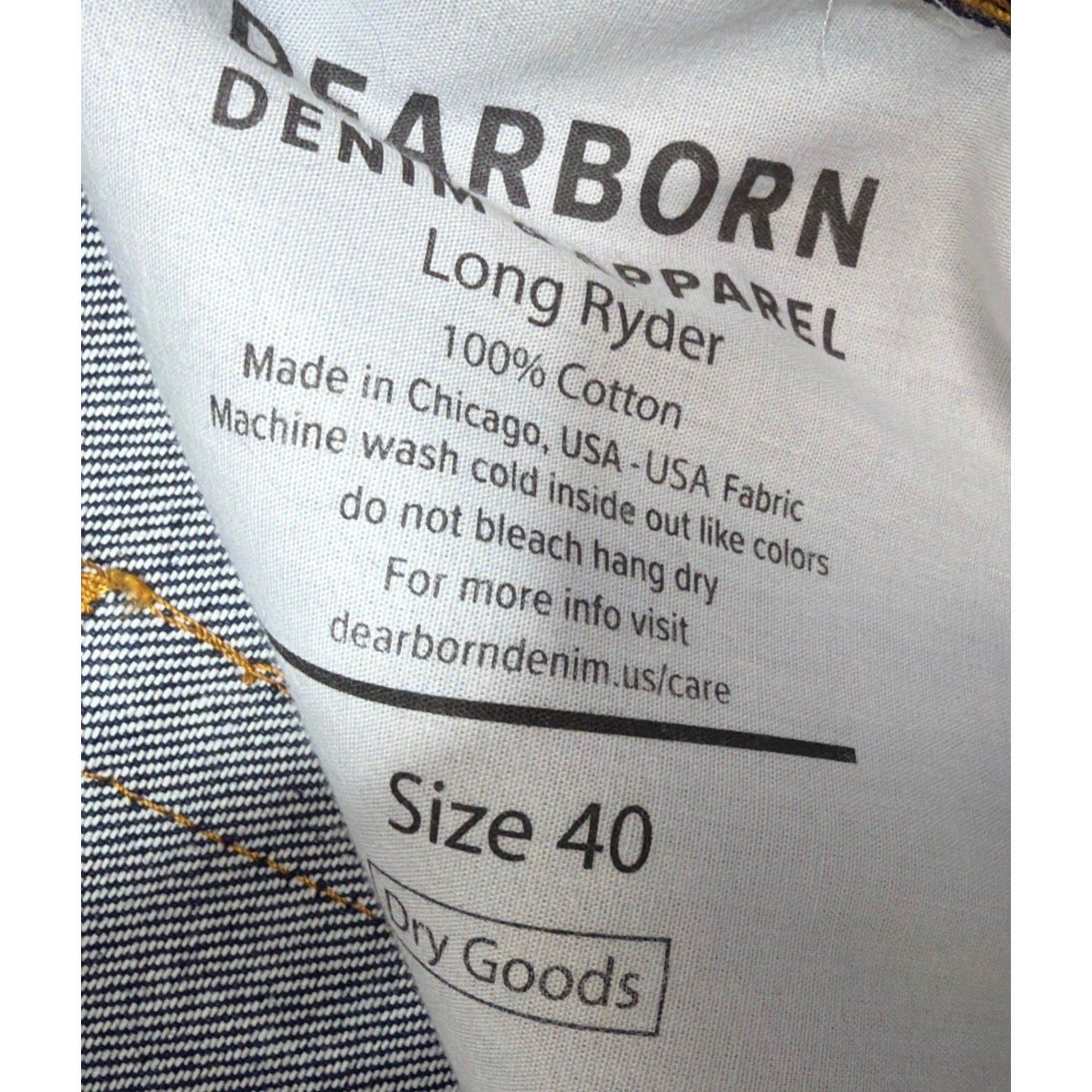 Dearborn Denim & Apparel Long Ryder Jeans Mens 40x30 Blue Straight Denim USA NWT