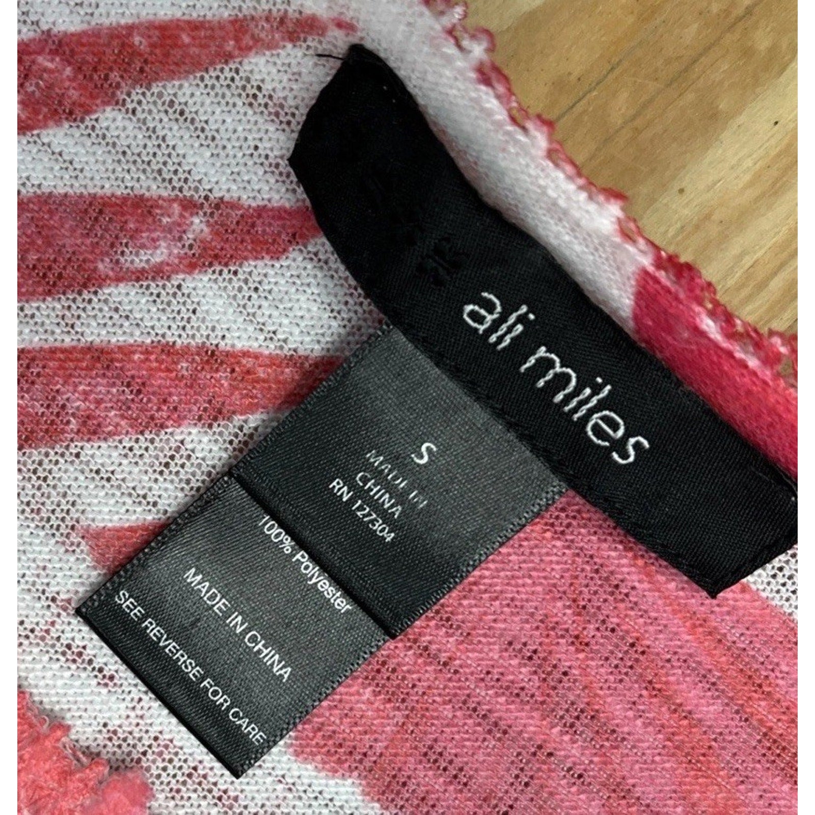 ALI MILES Tunic Top Size Small Floral Pastel Lined 3/4 Mesh Sleeves