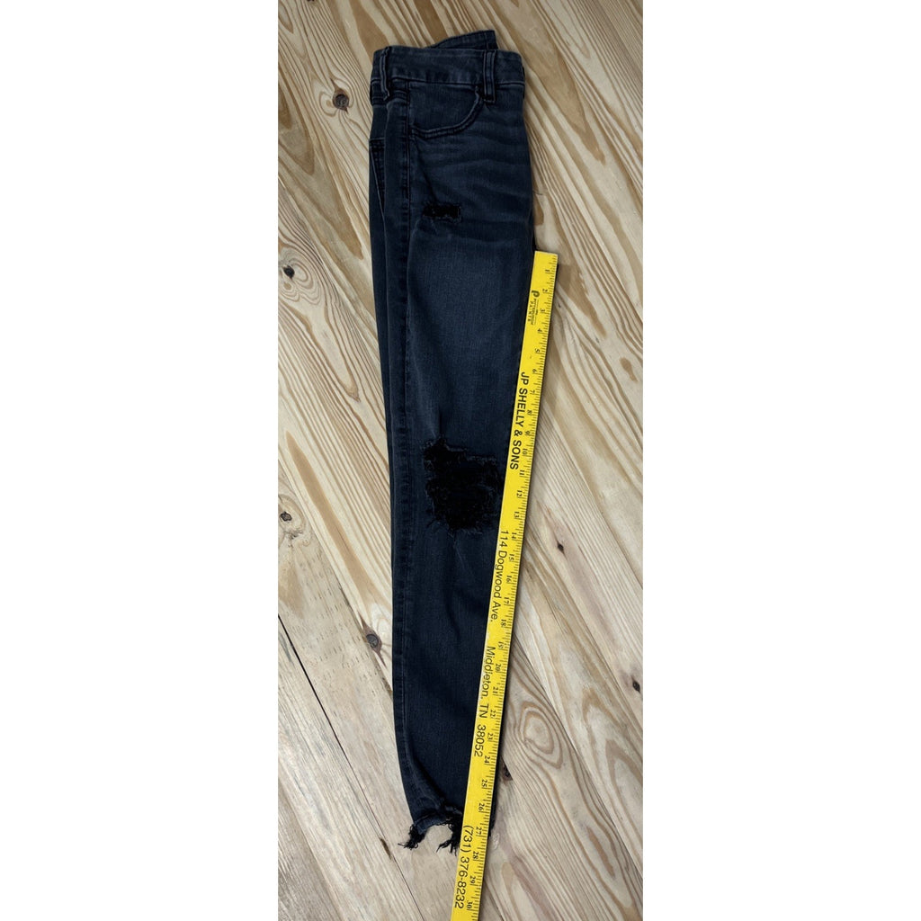American Eagle Forever Soft Distressed Super High Waist Jeans 6 Jegging Black