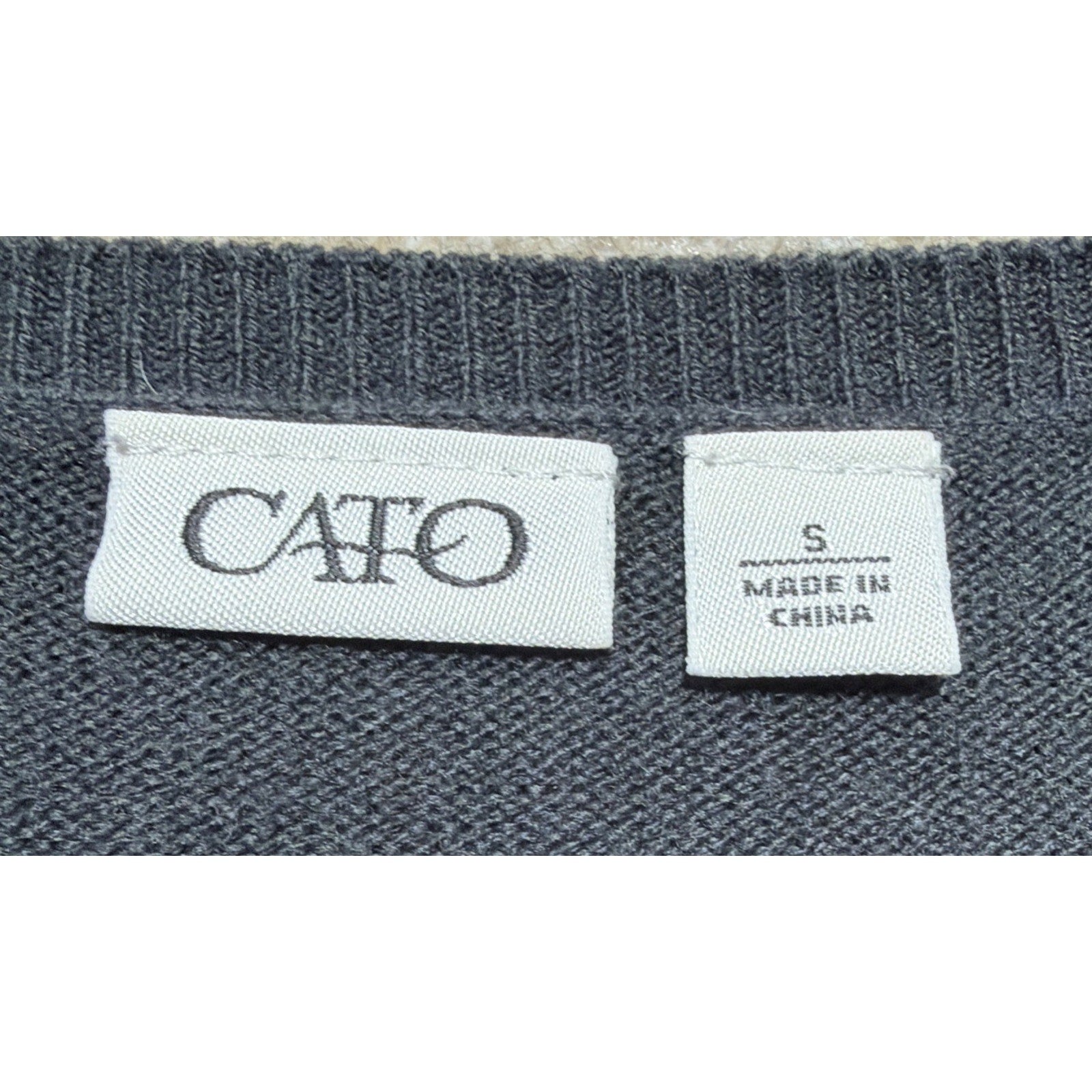 Cato Grey Ribbed 3/4 Sleeve Embellished Jewel Pullover Sweater Dress Sz Small