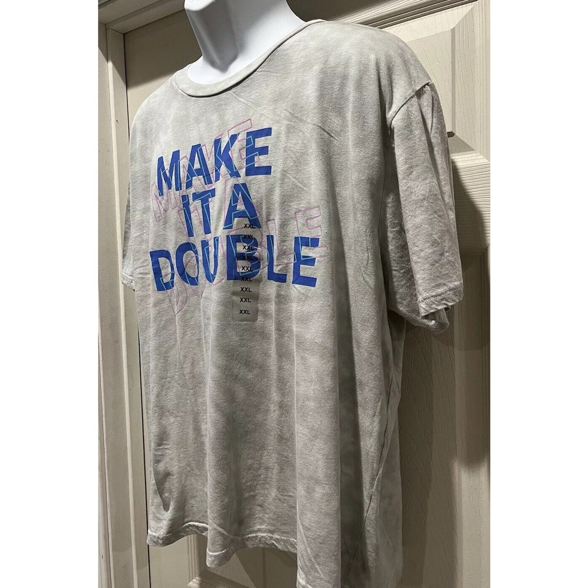 NWT Cabana By Crown & Ivy Gray Blue "Make It A Double" T-Shirt Unisex Size XXL