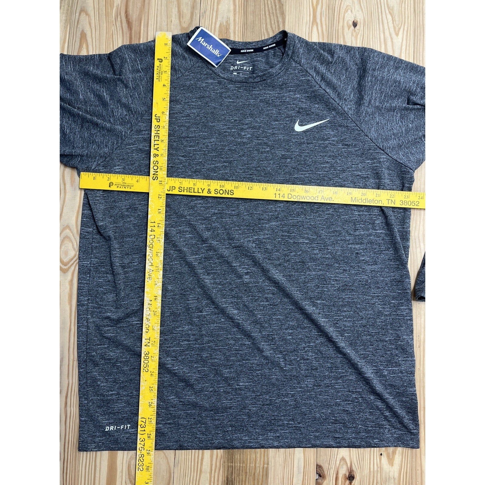 NWT Mens Nike Swim Hydroguard Dri Fit Gray Heather LS Shirt Uv Protection XL