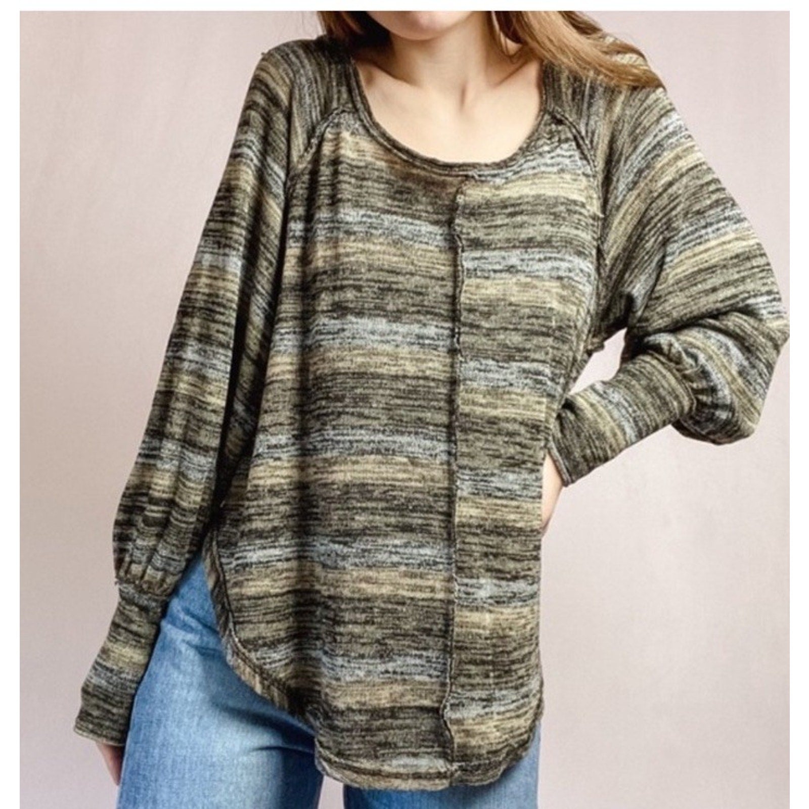 Free People Women Carolina Hacci Sweater Hippy Boho Knit Tunic Top Knit M New