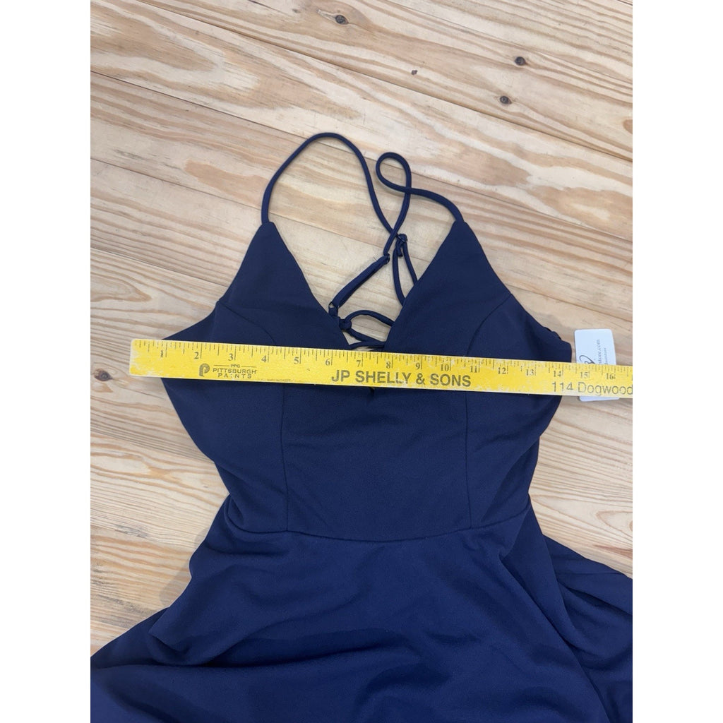 Windsor Isabella Lace-Up Back Skater Dress Navy Blue Junior’s Size 11 NWT