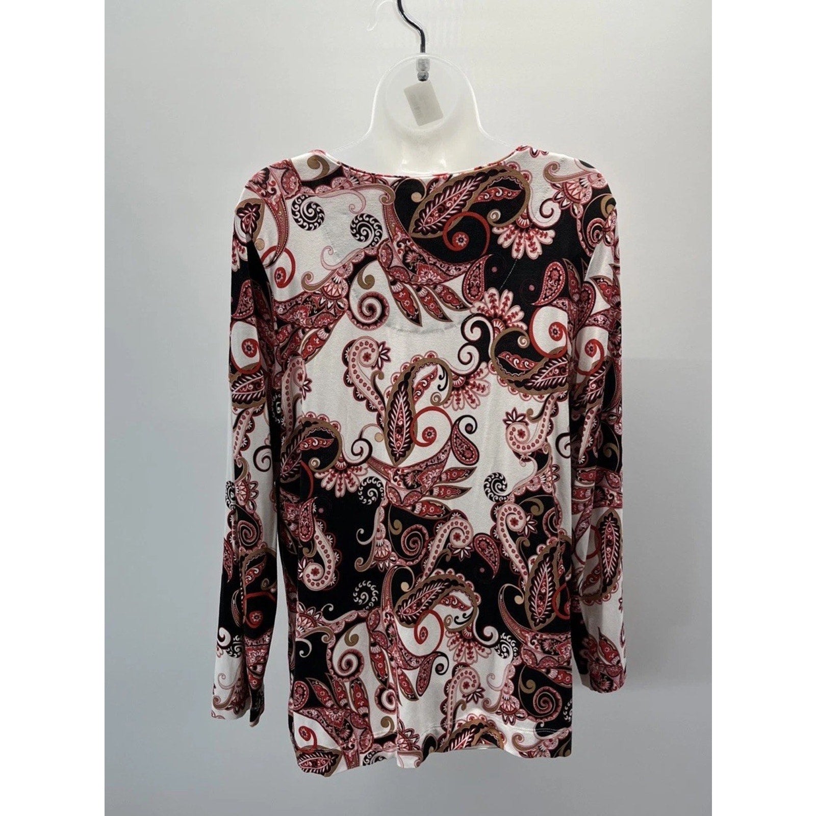 Chicos Blouse Size 3 Paisley Long Sleeves Multicolor Rayon Spandex