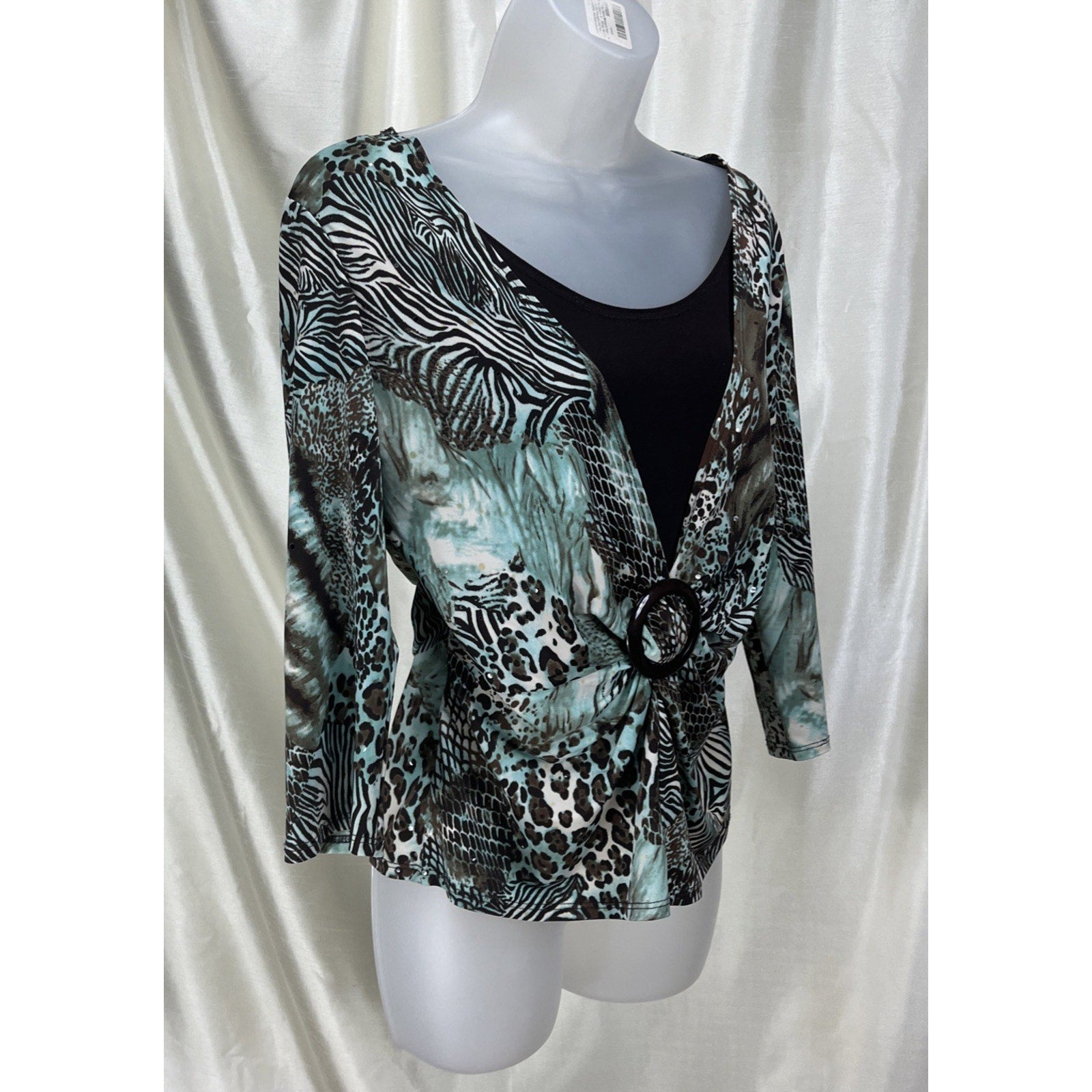 Dressbarn Women’s Size Petite Small Surplice Neckline Top Made In USA