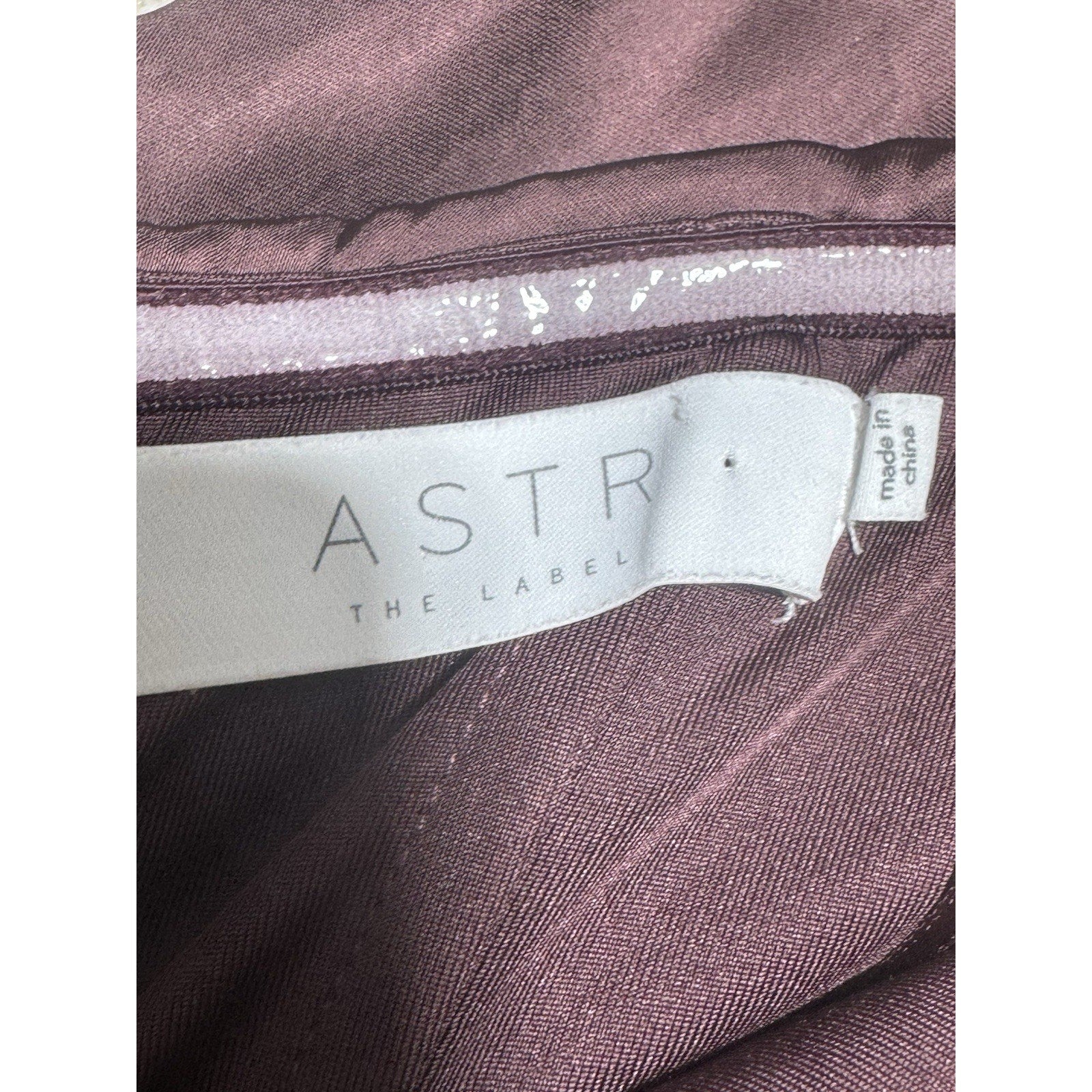 ASTR The Label One Shoulder Satin Midi Dress Mauve Plum Side Slit Cocktail M