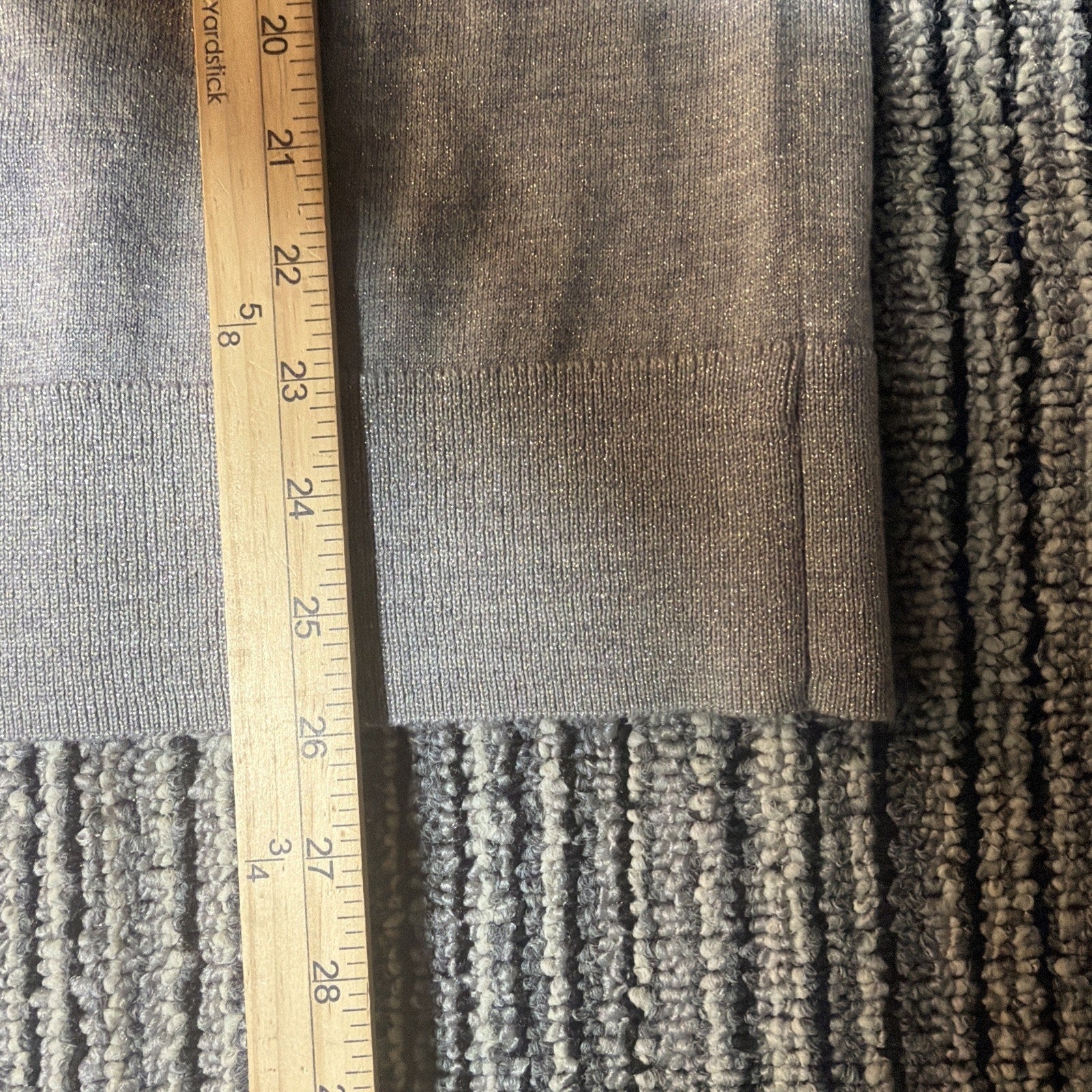 Talbots XL Sweater Gray Shimmer Silver Merino Wool Pearl Button Cuff New W Tags