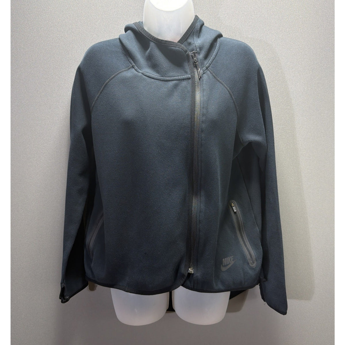 Nike Tech Fleece Cape Hoodie Womens M Black Full Zip Asymmetrical 908822-010