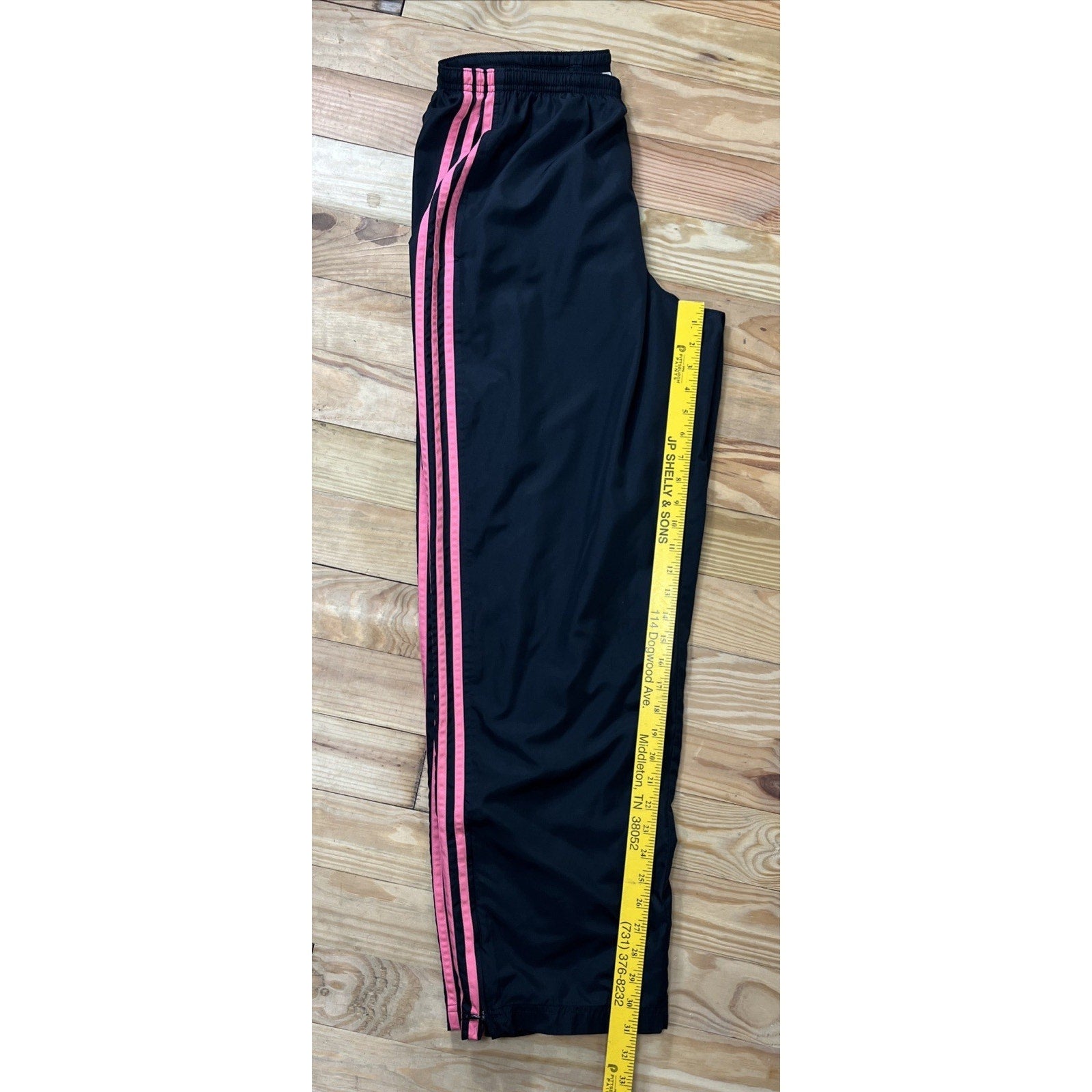 Y2K Adidas Pink Three Stripe Windbreaker Jogger Pants Zip Ankle Size XL
