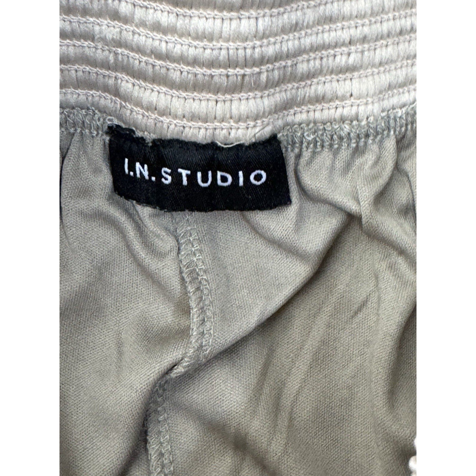 I.N. Studio Solid Crepon Novelty Elastic Waist Wide Leg Pull-On Pants Medium Pet