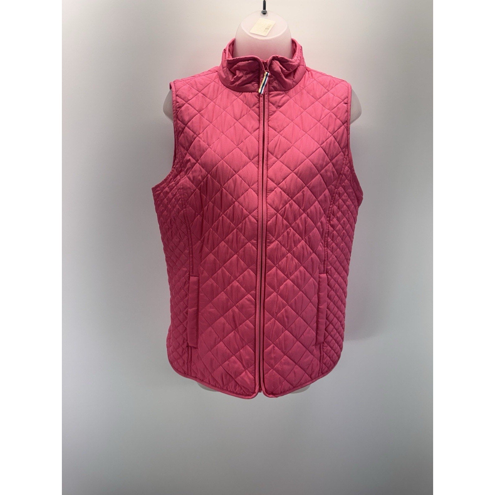 T by Talbots Full Zip Quilted Vest Women’s Small Pink Zip Pockets
