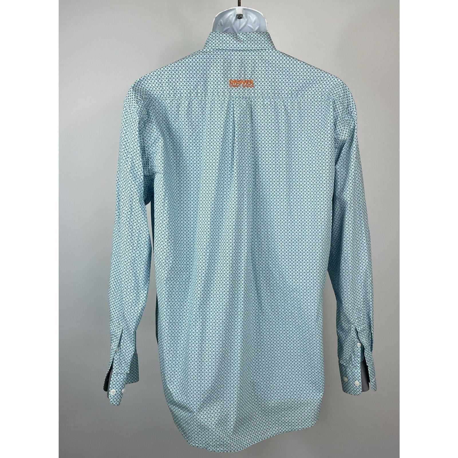 Mens Drover Cowboy Threads Size Medium Blue White Checkered Long Sleeve Button