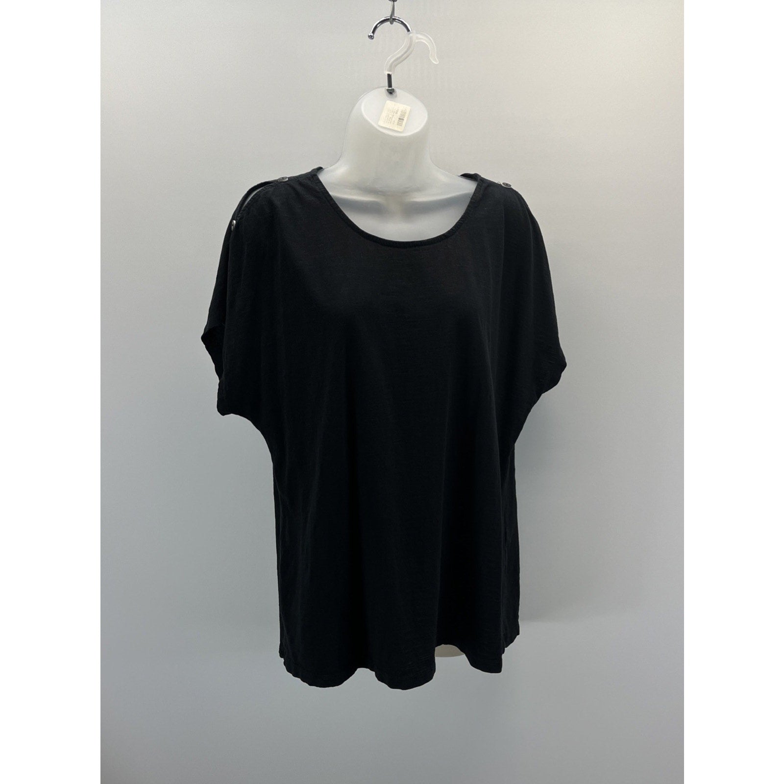 Chico's Black Scoop Neck Knit Top Size 2 Large