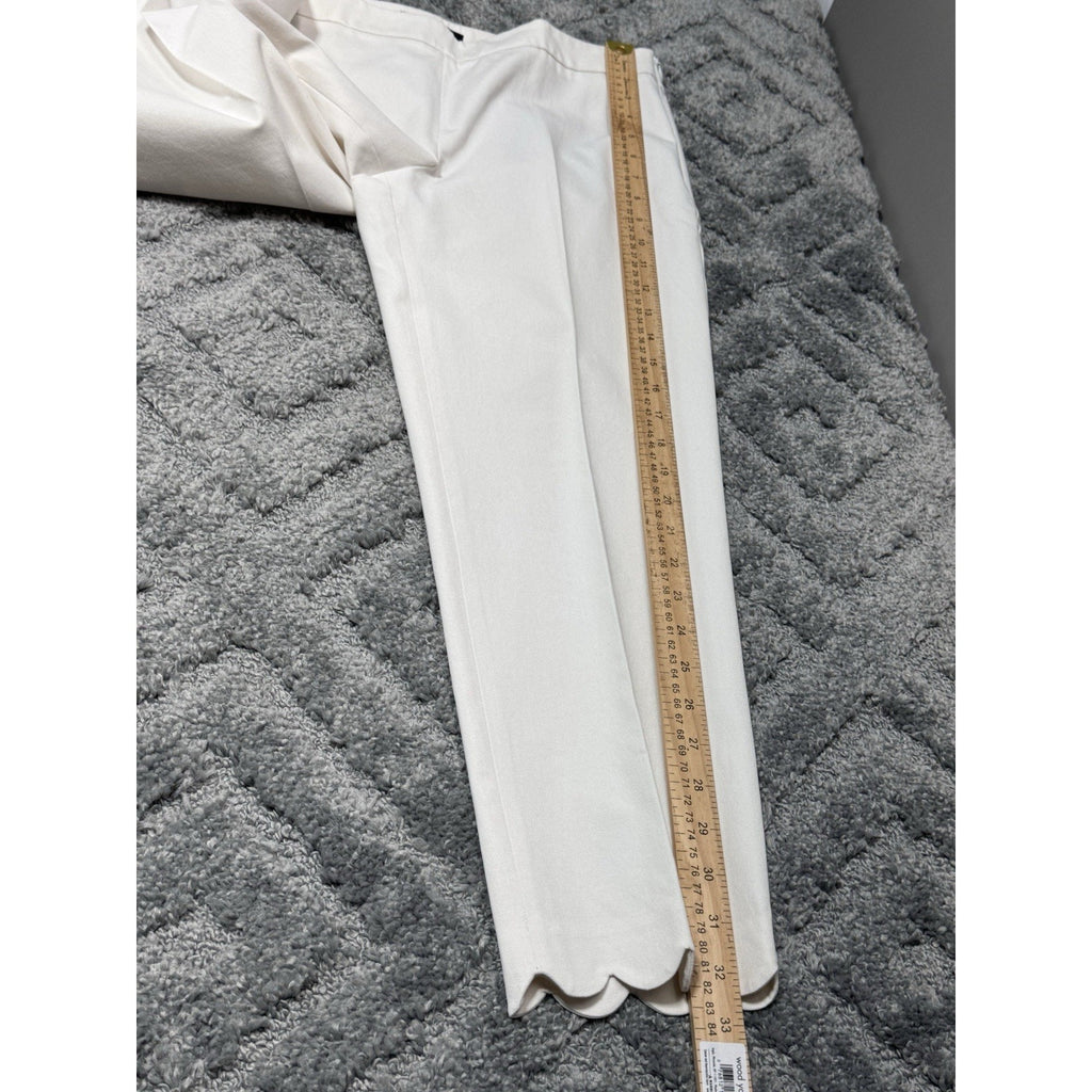 Talbots White Chatham Scalloped Hem Crop Pants Side Zip Women’s Size 8