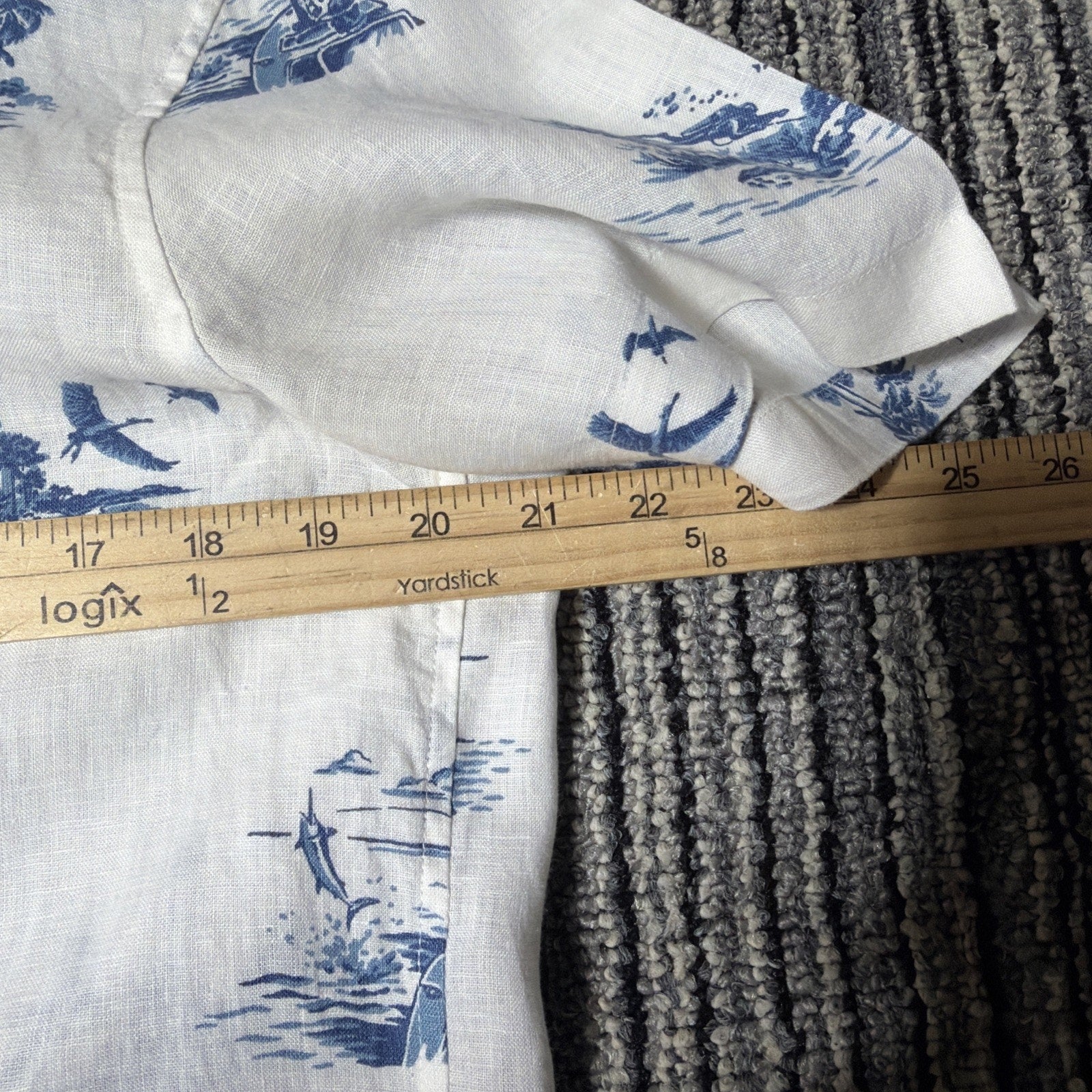 Vineyard Vines Shirt Mens M White 100% Linen Short Sleeve Casual Camp Fish Hunt