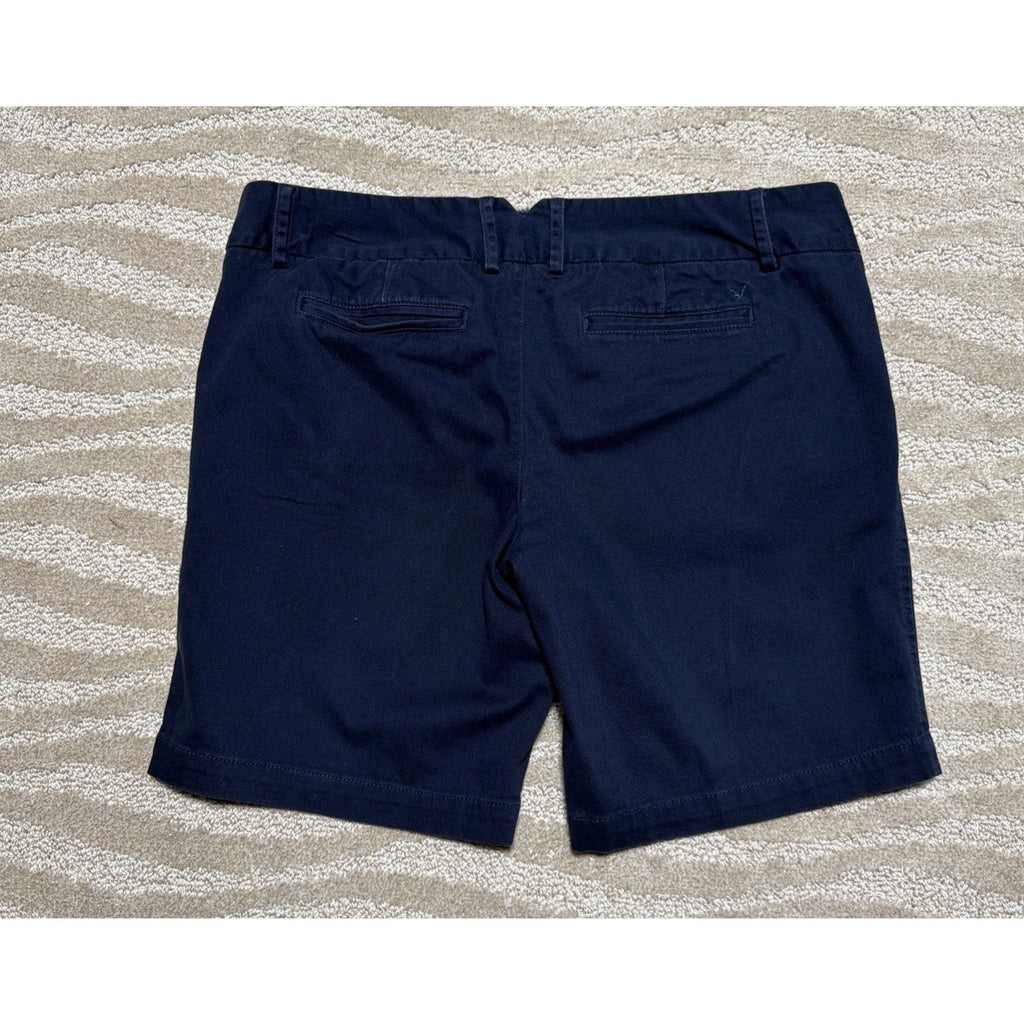 American Eagle Shorts Womens 10 Midi Chino Zip Fly Stretch Casual Navy Blue