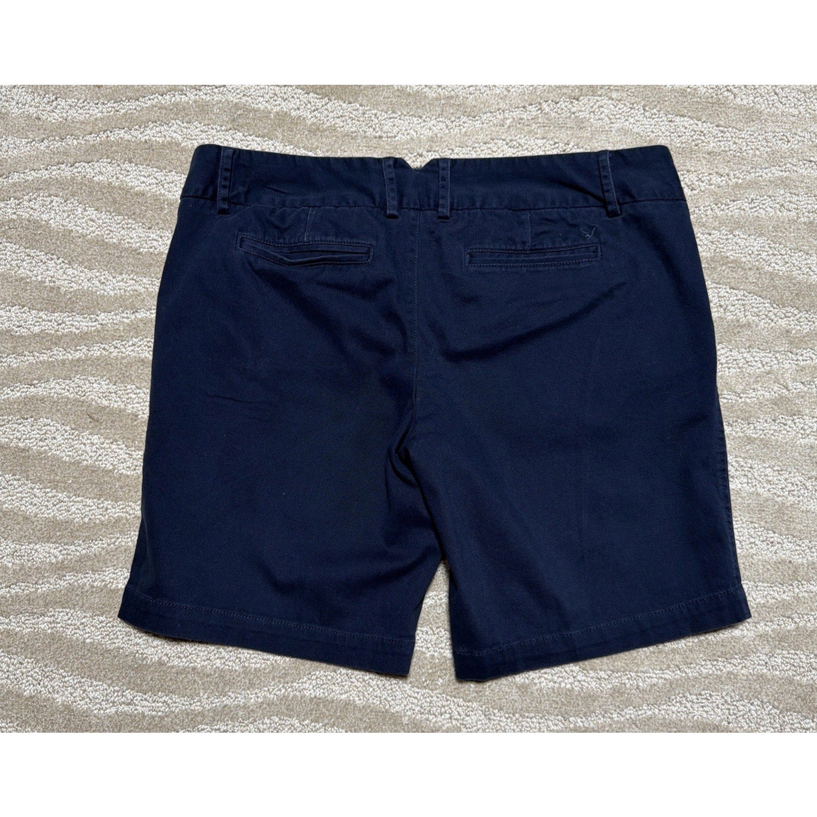 American Eagle Shorts Womens 10 Midi Chino Zip Fly Stretch Casual Navy Blue
