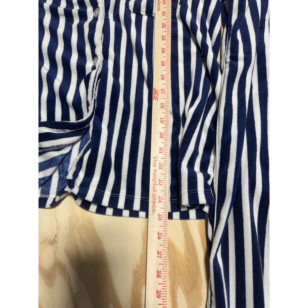 Simply Vera Wang Pajamas Size L Super Soft Plush Blue White Stripe
