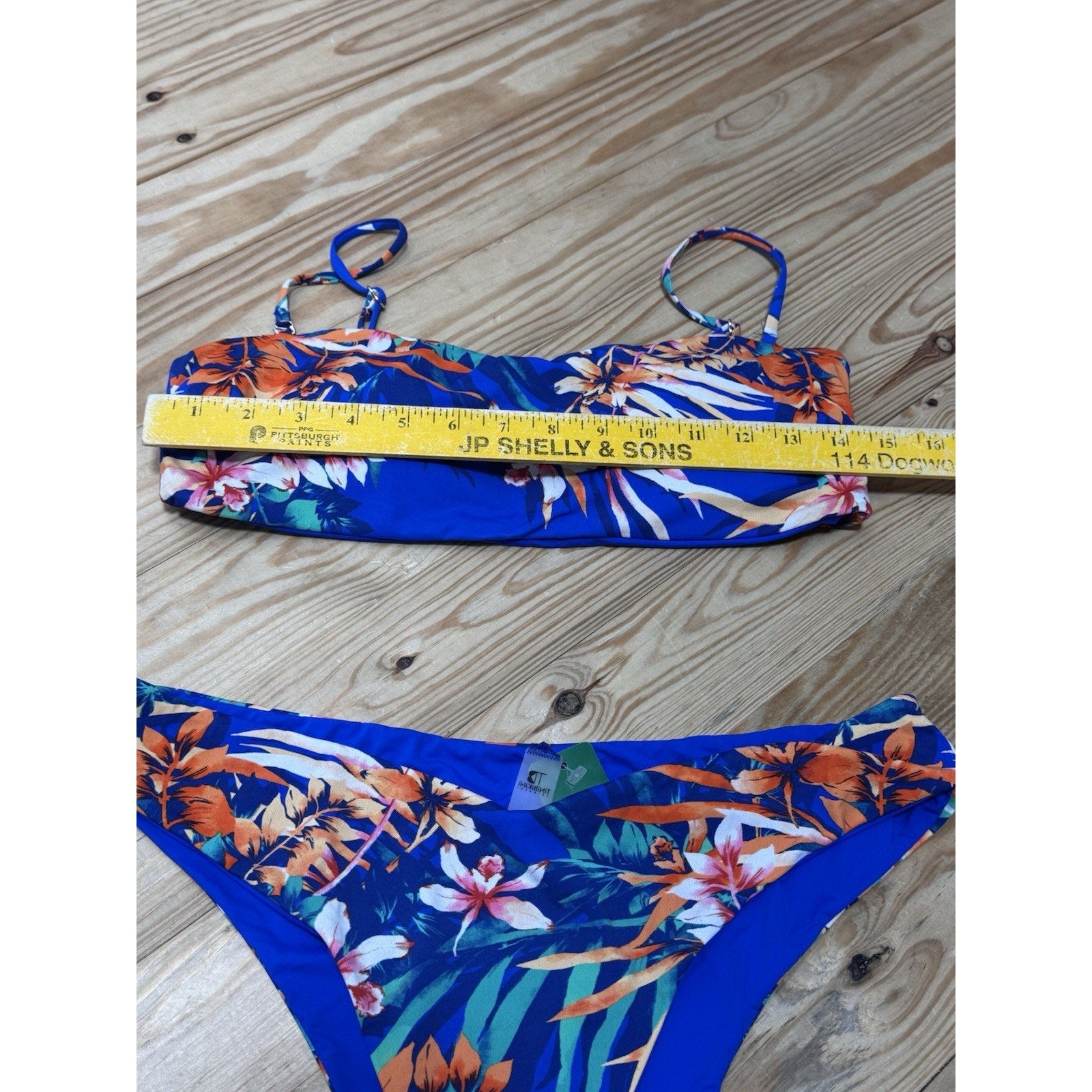 Tinibikini Swimwear Set Bikini Blue Floral 2 piece New With Tags X-Large