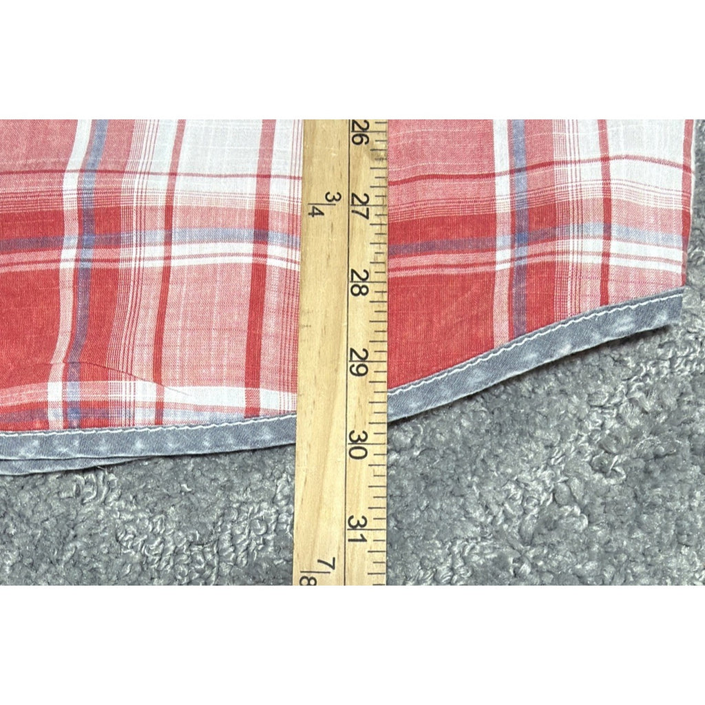 BKE Mens Red Plaid Pearl Snap Shirt Athletic Fit Size L Western Cowboy