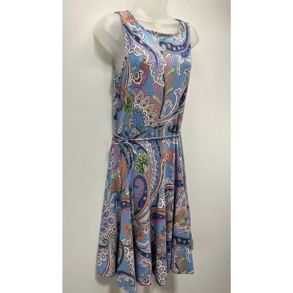 LAUREN RALPH LAUREN Paisley Knit Dress, Blue Multicolor, S