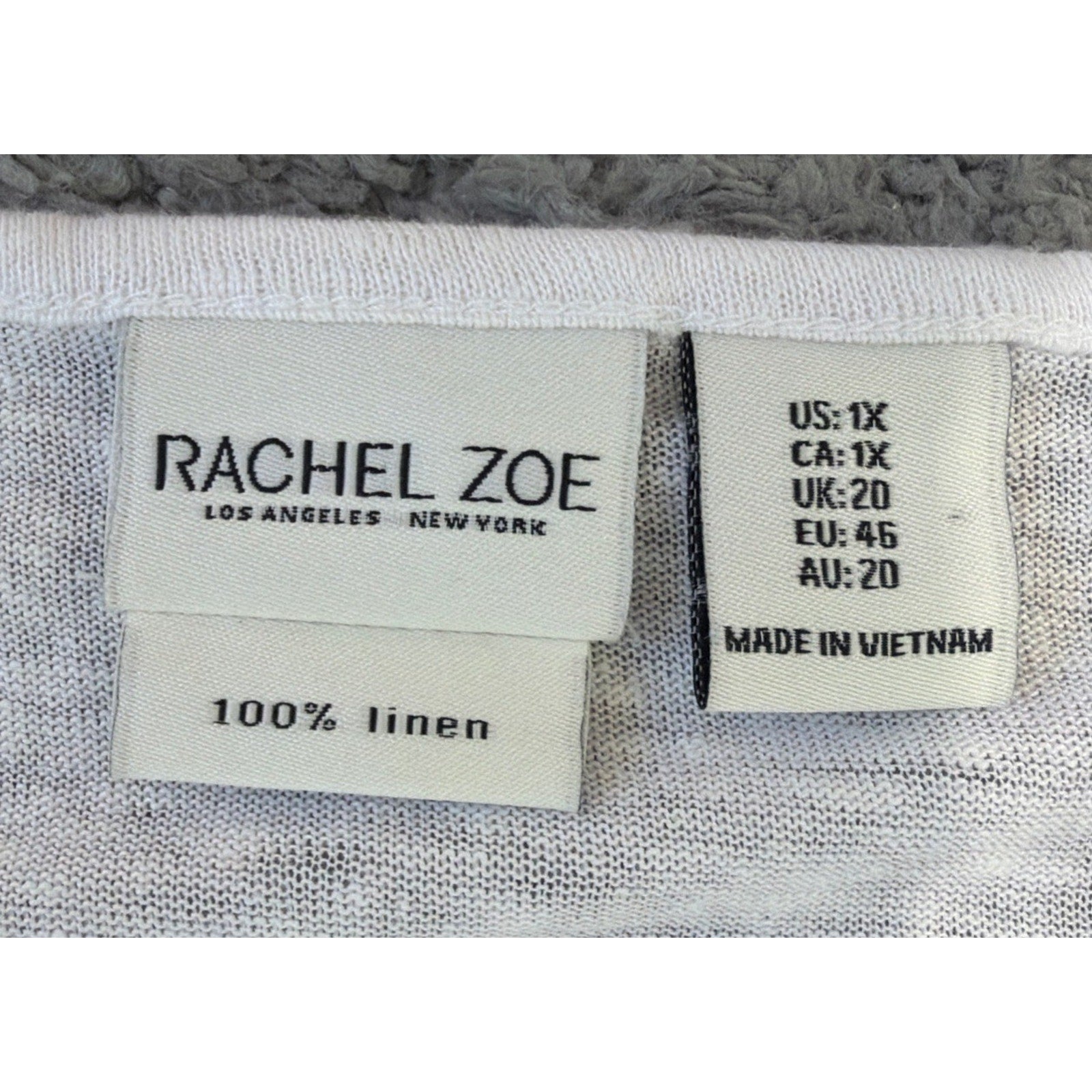 Rachel Zoe 1X White Linen Flutter Sleeve Top Boho Coastal Quiet Luxury Oversized