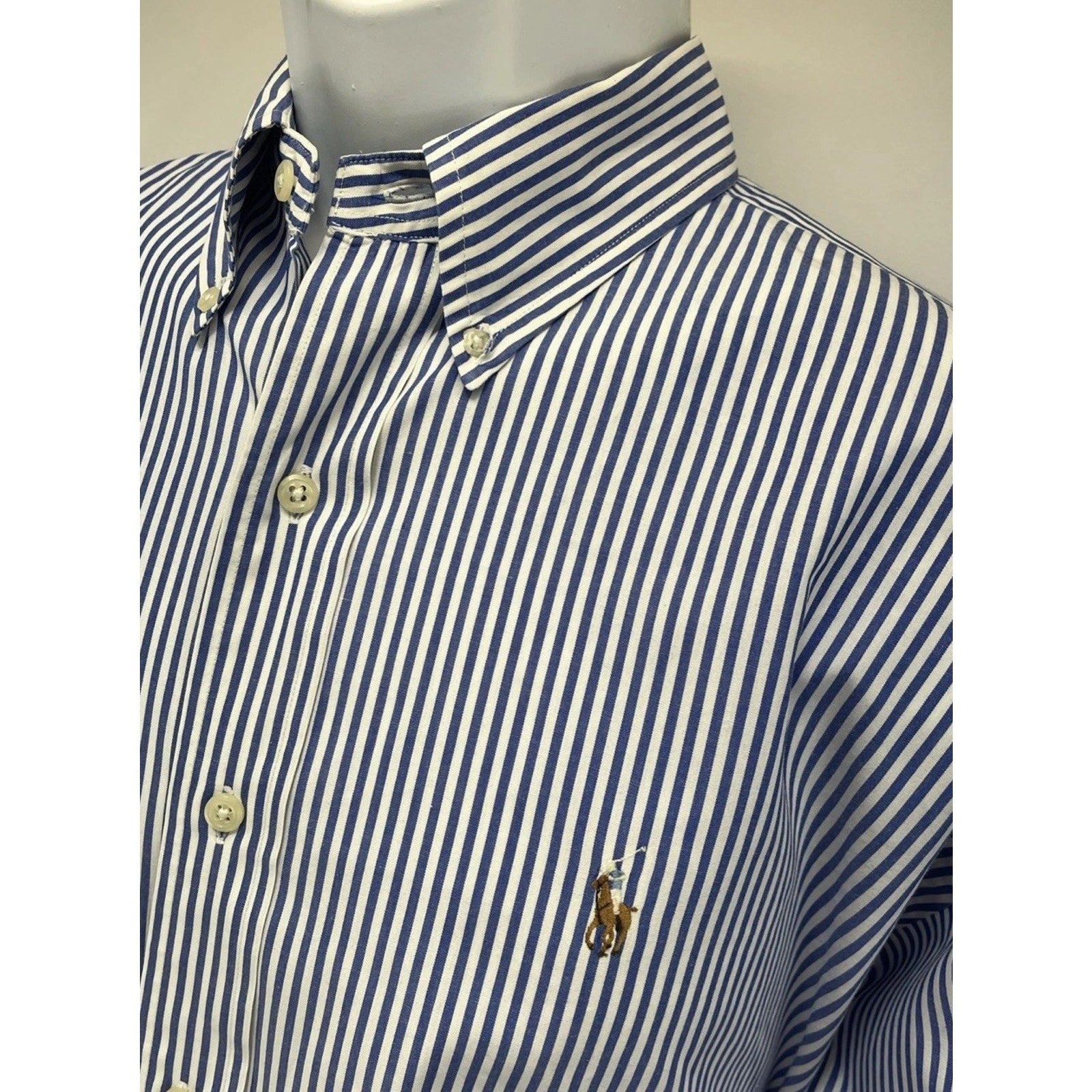 Ralph Lauren Blaire Cotton Oxford L Shirt Blue Stripe Button Down Men’s