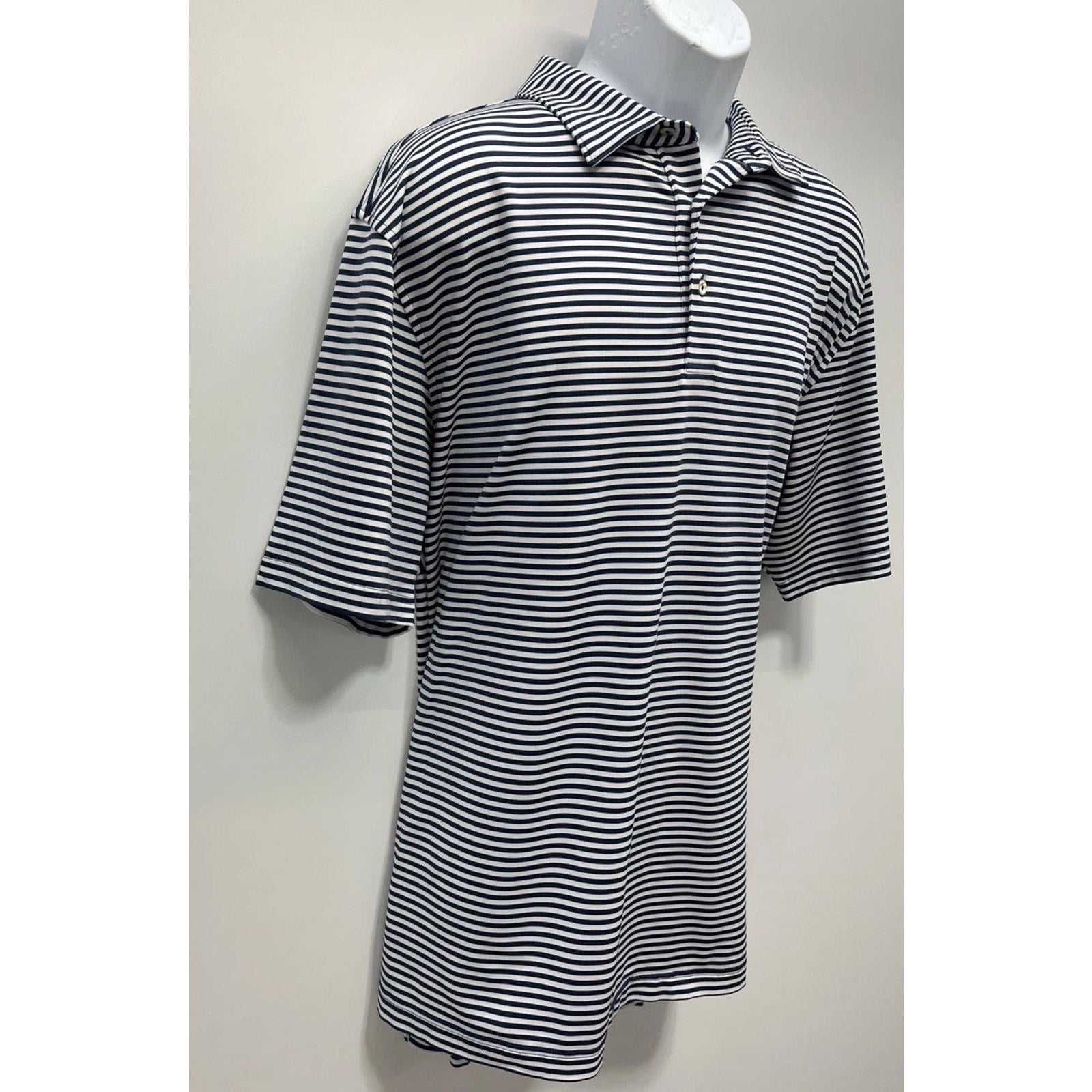 Peter Millar Summer Comfort Shirt Men's XL Blue White Striped Polo Stretch