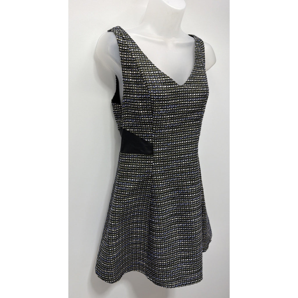 BCBGeneration Black Blue Gold Sleeveless Lined Dress Size 6 NWOT