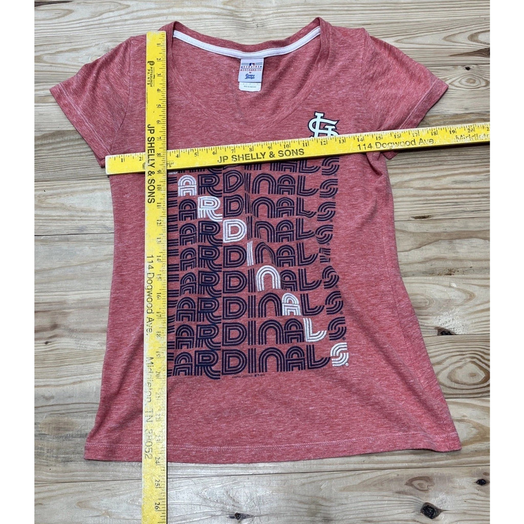 St Louis Cardinals MLB Baseball V-Neck T-Shirt S Short Sleeve Red 2014