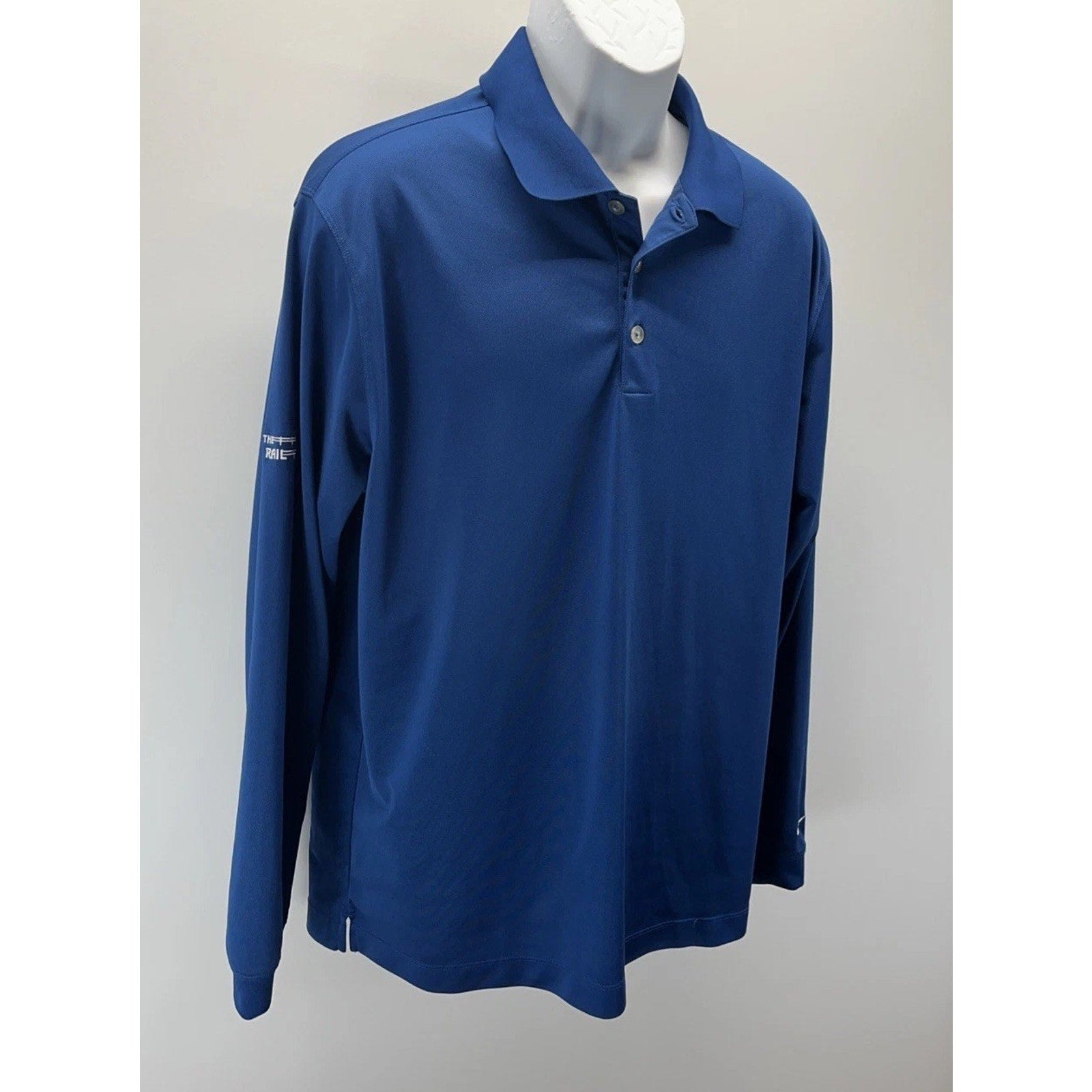 NikeGolf Dri-Fit Shirt Mens L Polo Long Sleeve Navy Nike Swoosh