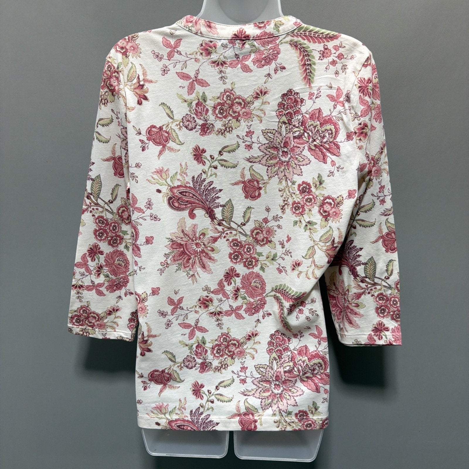 NWT Chaps Denim By Ralph Lauren Cream Paisley Ruffled Blouse Women's Large