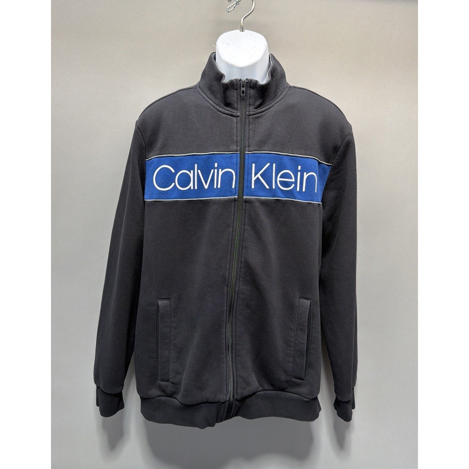 Calvin Klein Men's Black Full Zip Soft Fleece Jacket/Sweatshirt Sport Size XL