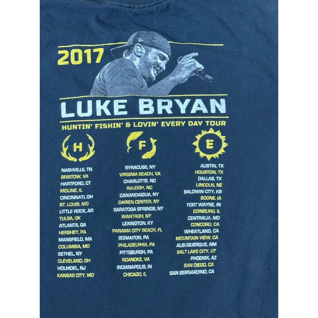 LUKE BRYAN Huntin' Fishin' & Lovin' Everyday Tour 2017 Size Small Black T-Shirt