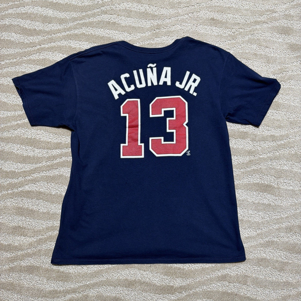Atlanta Braves Acuña Jr. #13 Blue Cotton Jersey T-Shirt Teen Size XL 18-20