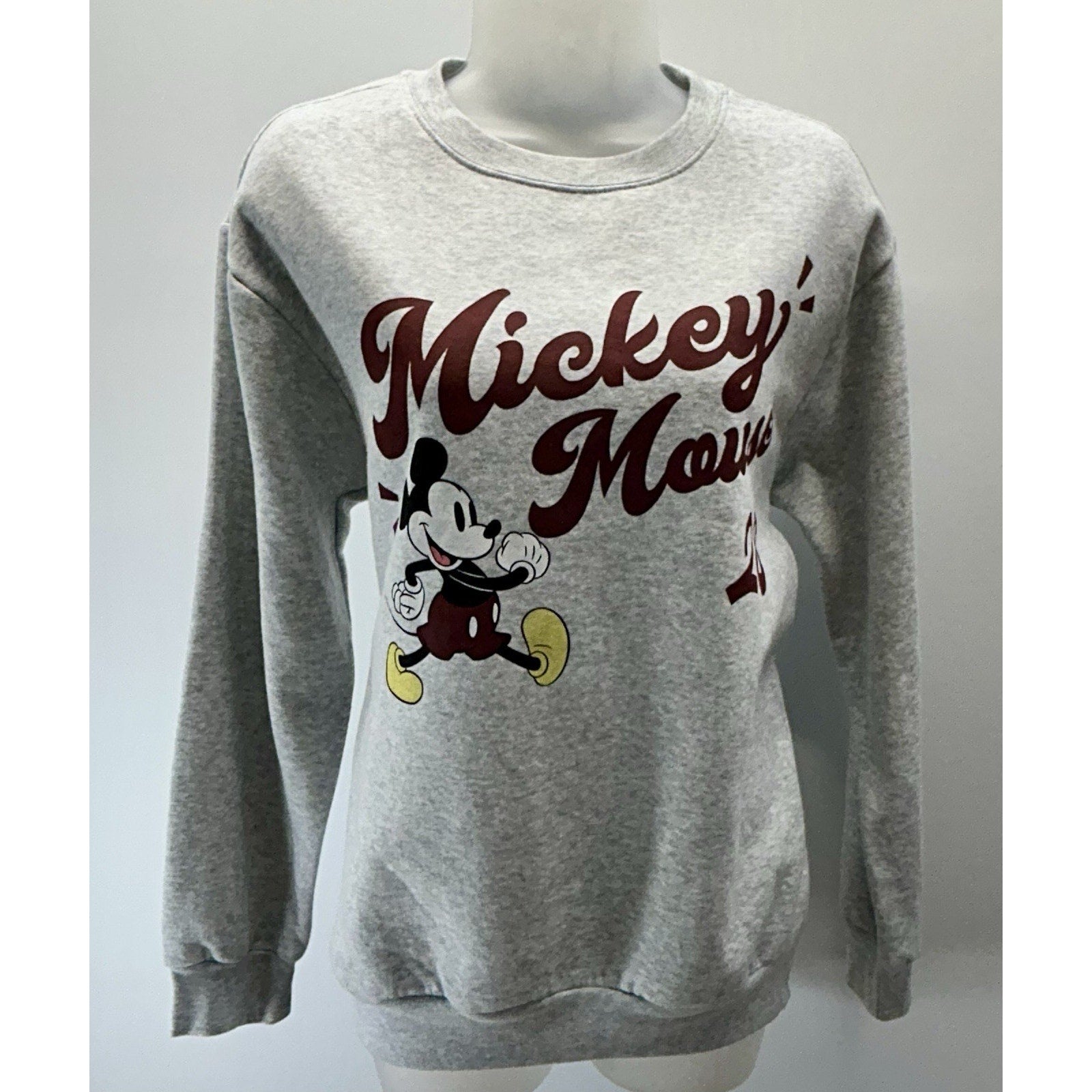 Women's Gray Mickey Mouse Graphic Sweatshirt with Long Sleeves size XS 0-2 New.