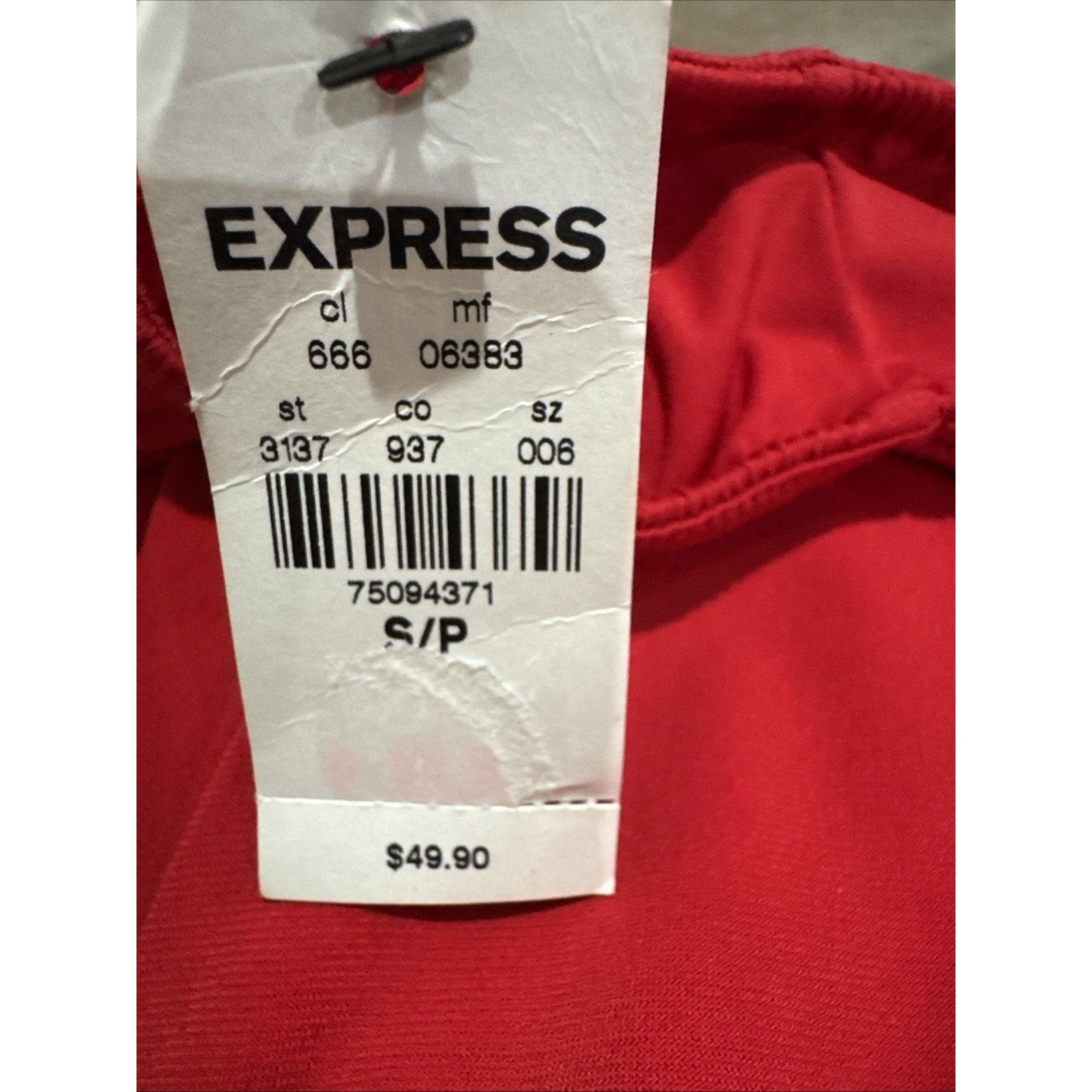 Express Red Chiffon Blouse Cross Over Vneck Peek A Boo Women’s Size Small New