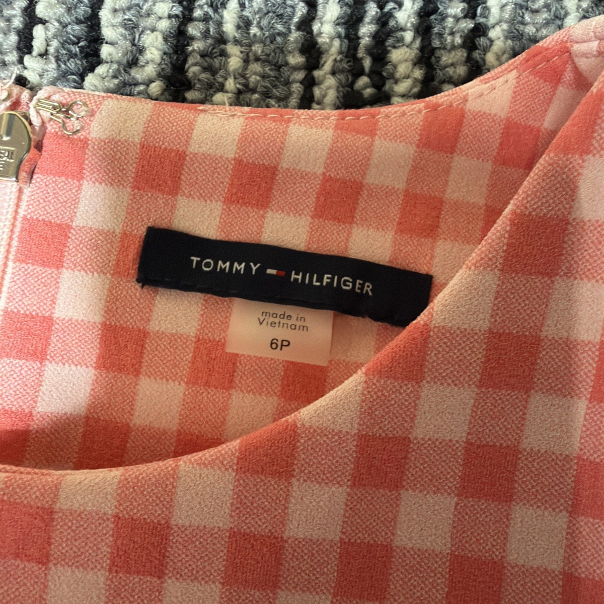 Tommy Hilfiger Dress Womens 6P Petite Pink Gingham Sleeveless Fit Flare NWT