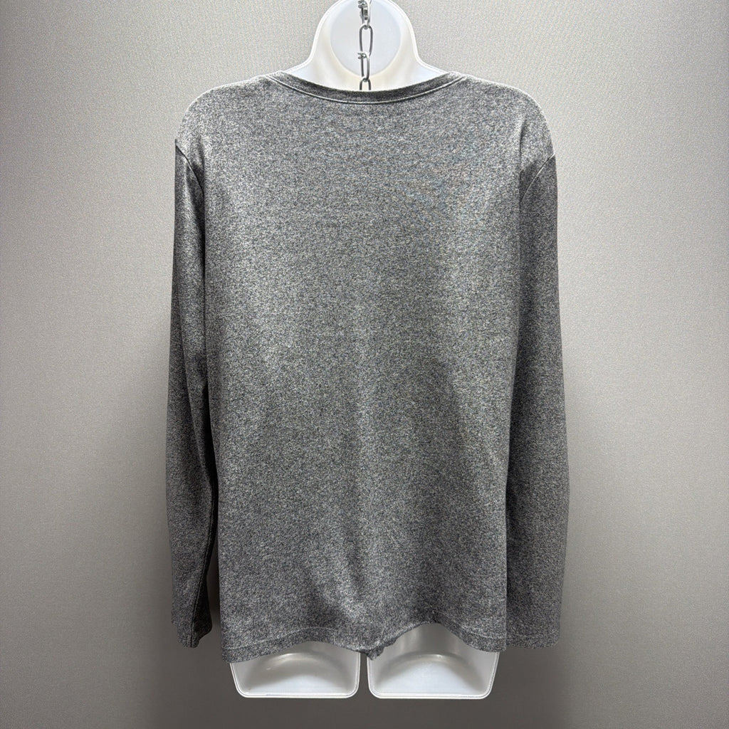 Eddie Bauer Top Womens Size Large Gray Knit Cotton V-Neck Long Sleeve Pullover