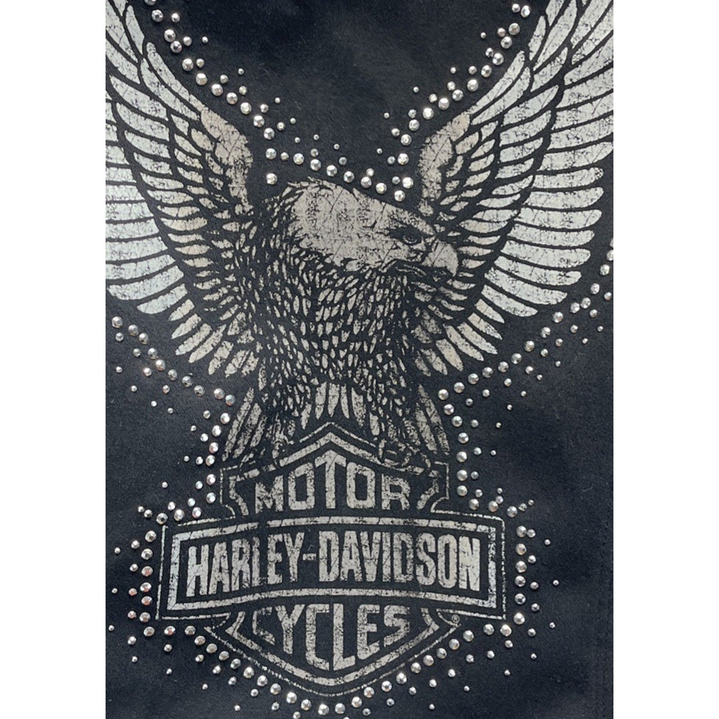 Harley Davidson Studded Rhinestones Denim Vest Size S Full Zip Front