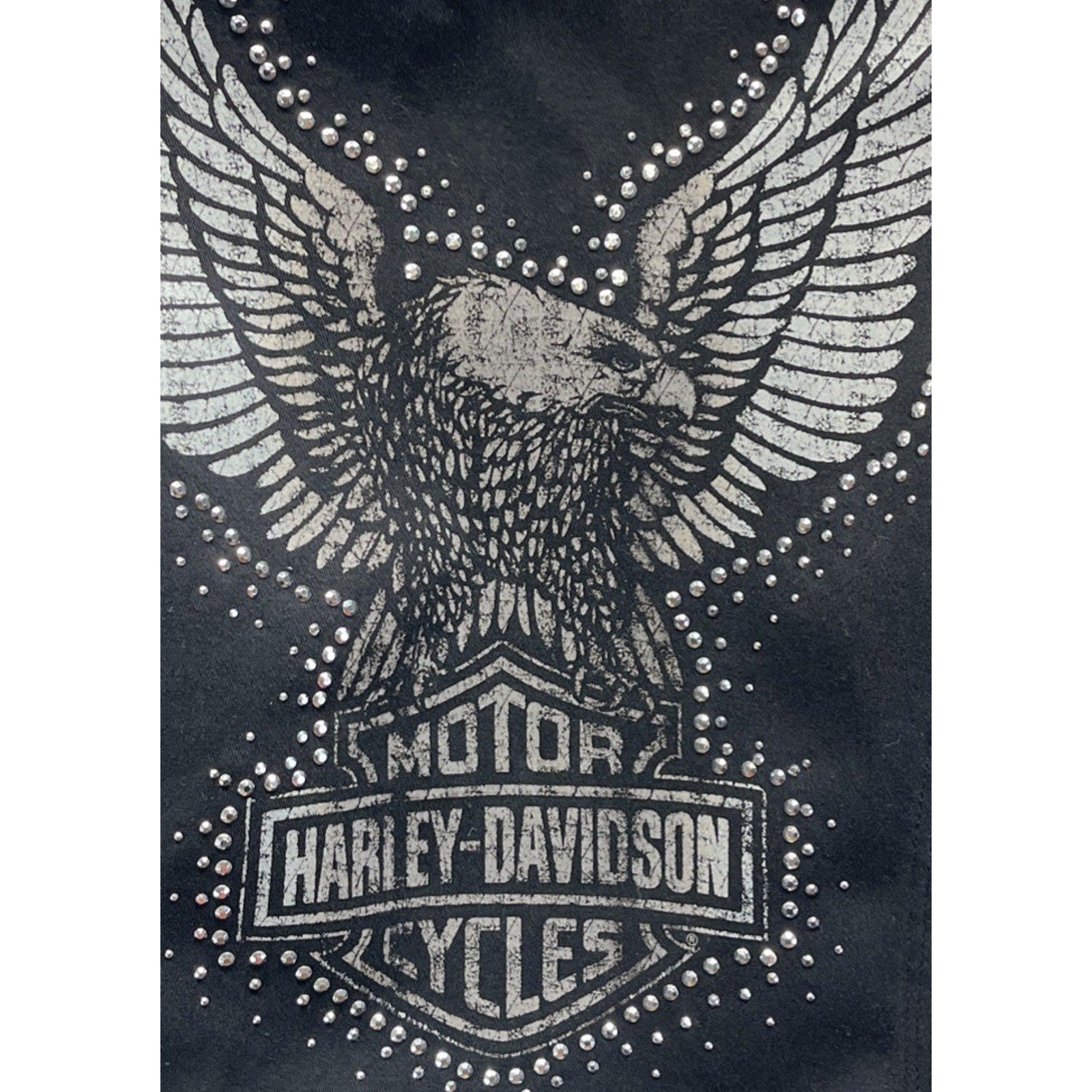 Harley Davidson Studded Rhinestones Denim Vest Size S Full Zip Front