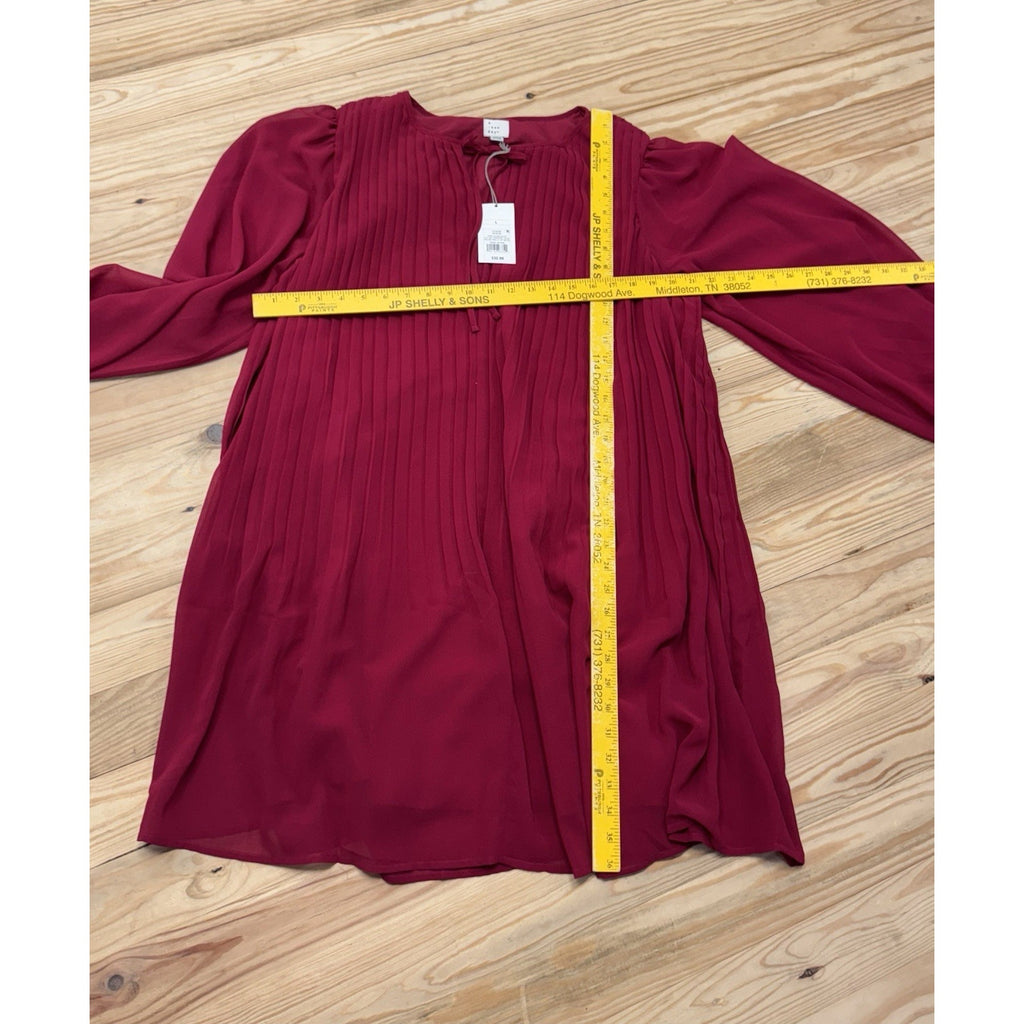 A New Day Red Long Sleeve Babydoll Dress Women’s Size Large NWT