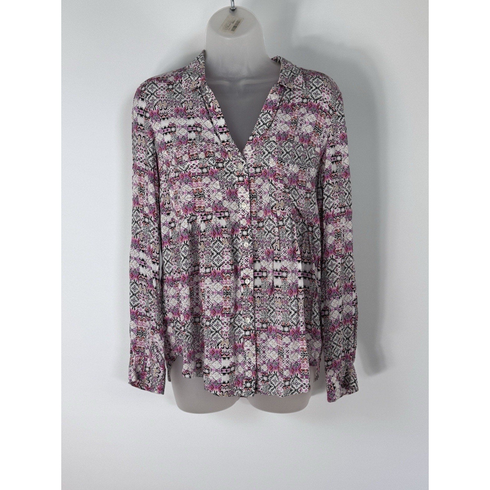 Maeve Anthropologie Pink Colorful Pleat Blouse XS