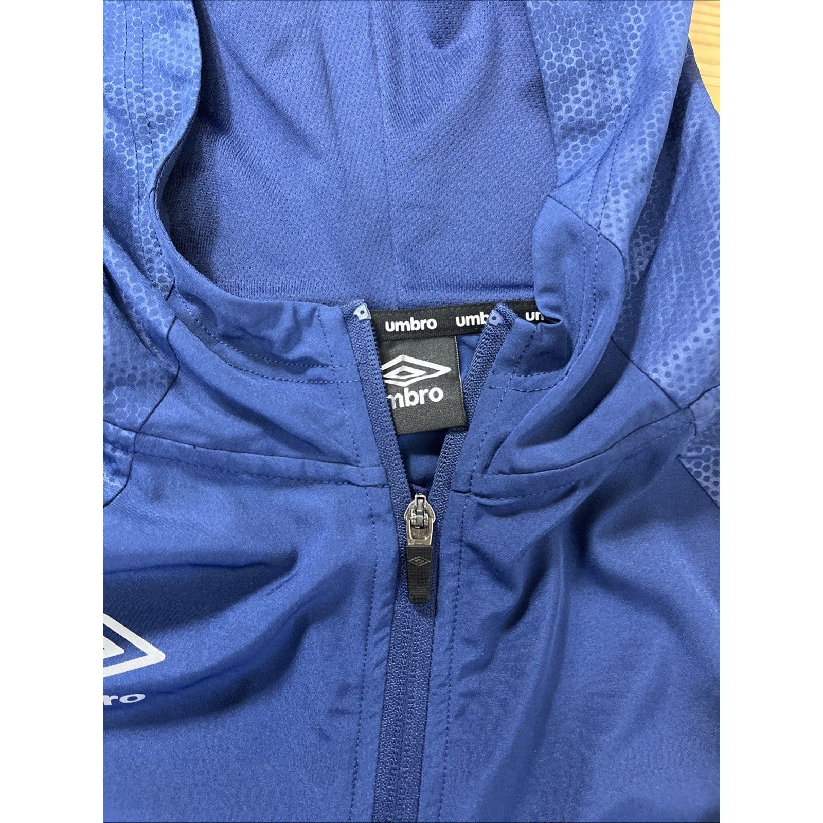 Umbro Hooded Windbreaker Track Jacket Lined Blue Men's Size Small
