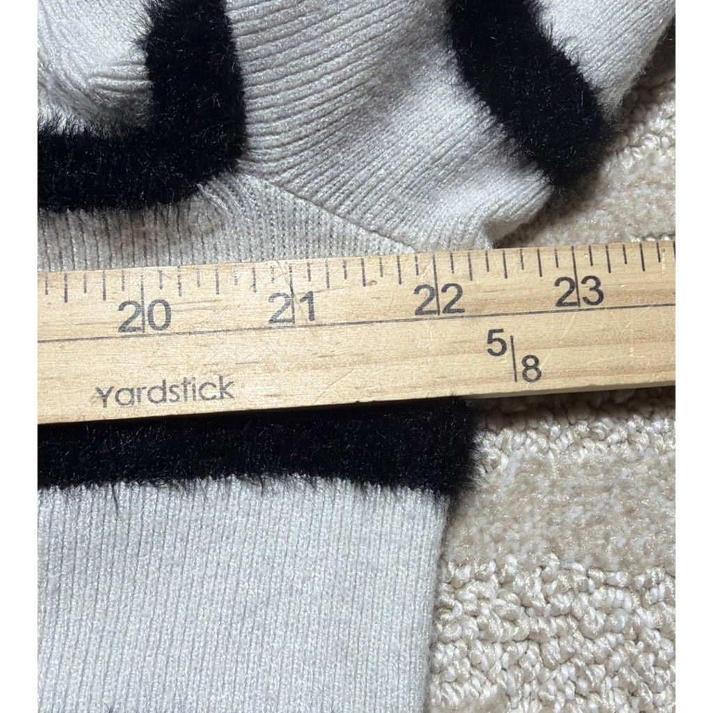 Chico's Women L Gray Striped Eyelash Touch Of Cashmere Buttery Soft Sweater